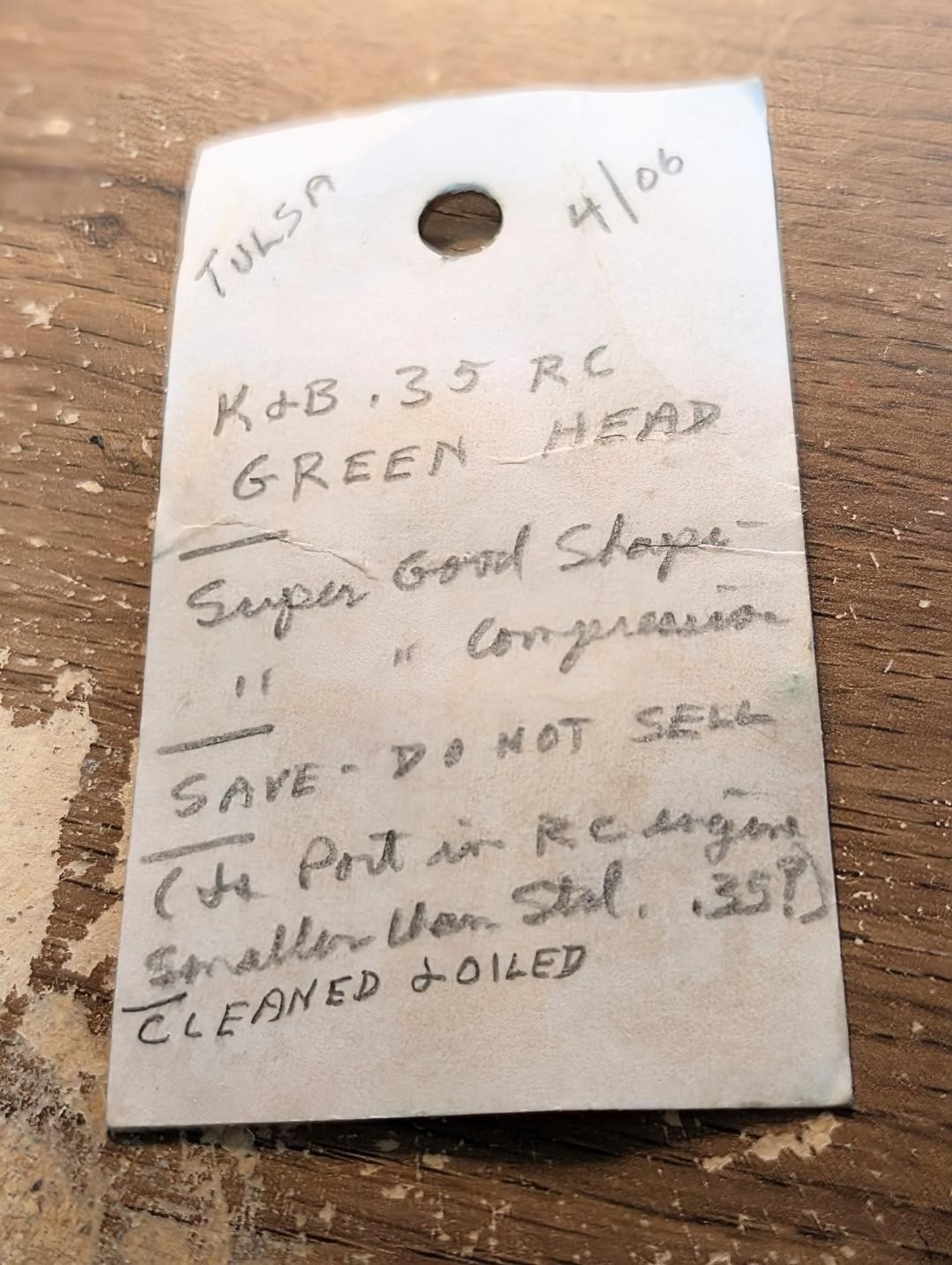 K & B GREEN HEAD 35 RADIO CONTROL ENGINE, GOOD COMPRESSION AND CONDITION