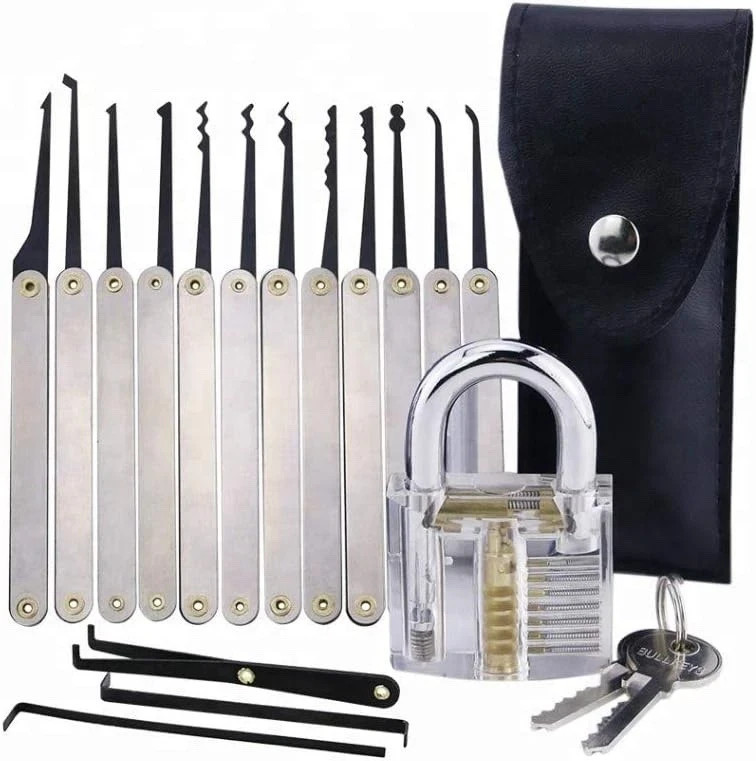 15-Piece Transparent Padlock Training Kit – Clear Practice Lock with Stainless S