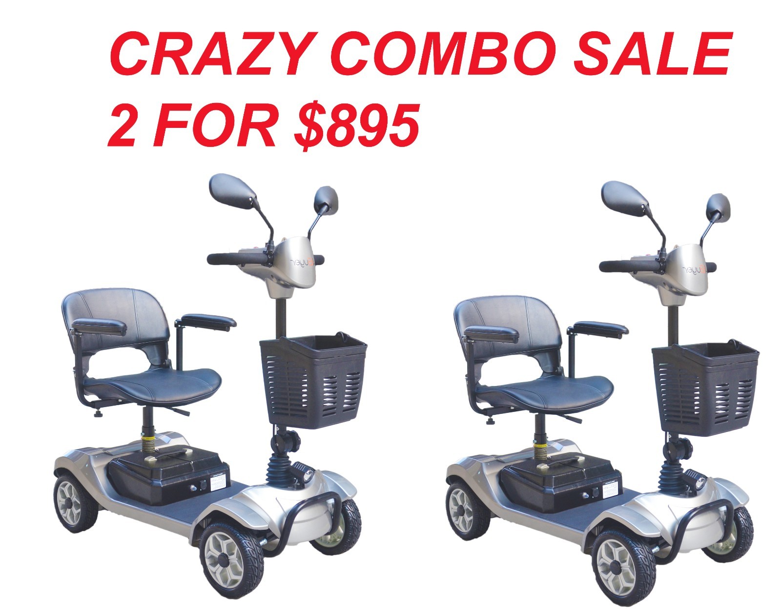 Electric 300lbs Mobility Scooters for Adult 4WD w/LED Head Light Outdoor Driving