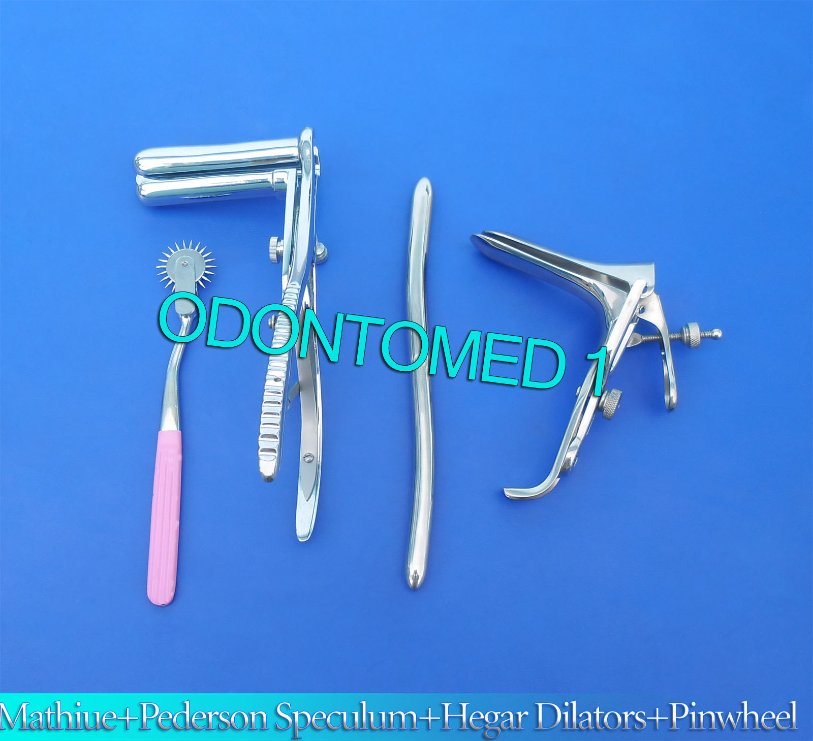 Mathieu Speculum+ Hegar Dilator +Pink  Pinwheel & Pederson Speculum Small