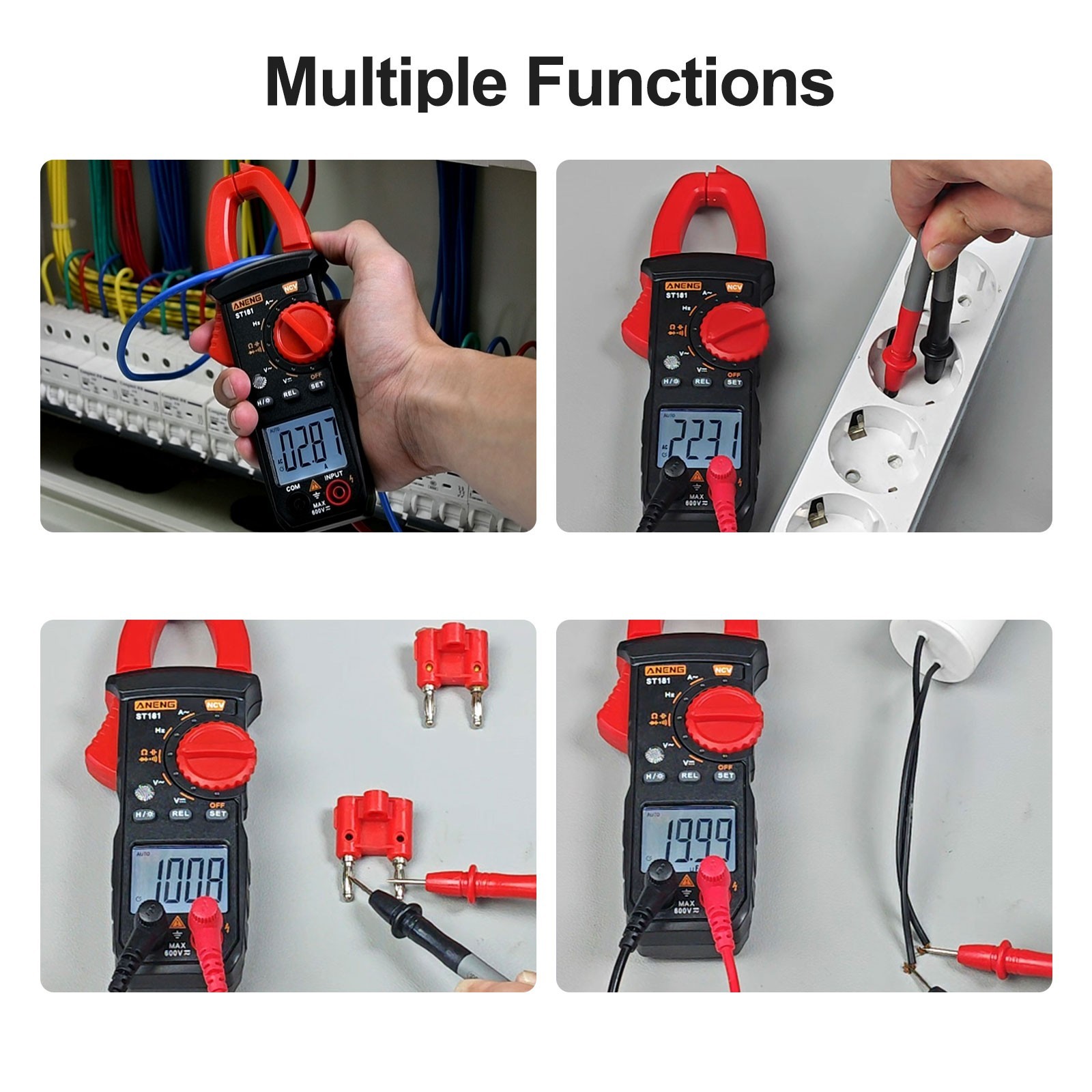 ANENG Digital Clamp Meter Multimeter Tester AC DC Auto Range NCV 4000 Counts US