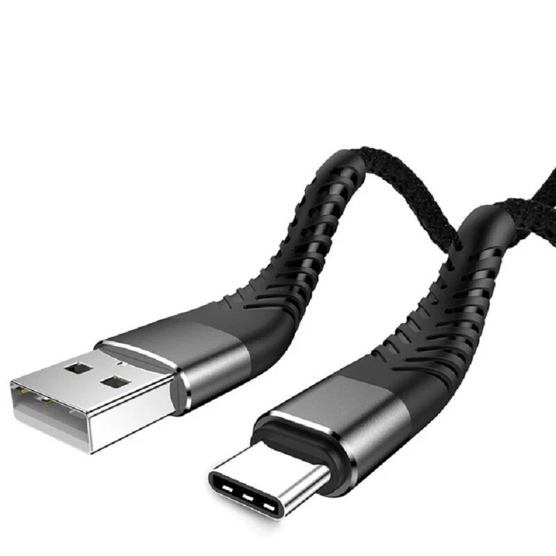 1pc Braided USB Type-C USB-C to USB-A Fast Charge Cable Charger Charging Cord