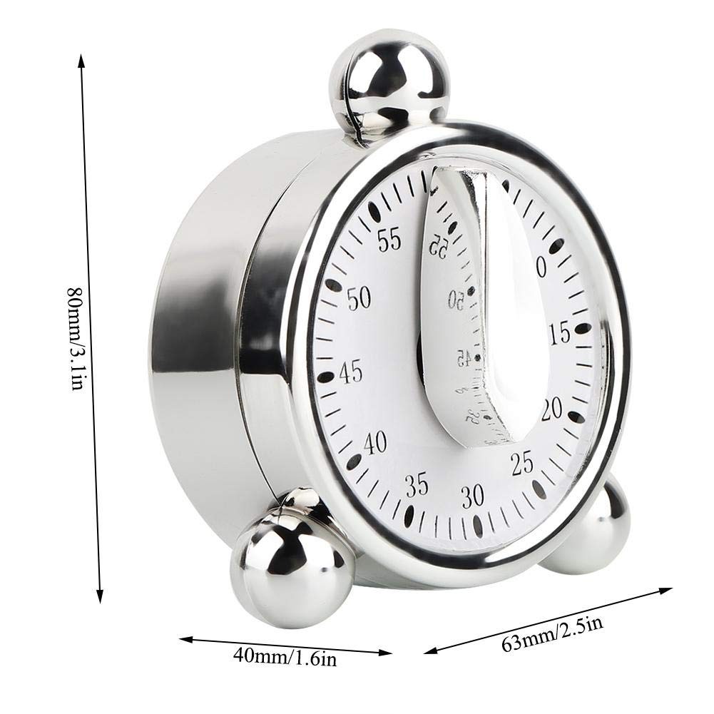 60 Minutes Kitchen Timer, Stainless Steel Egg Shaped Mechanical Cooking Timer...