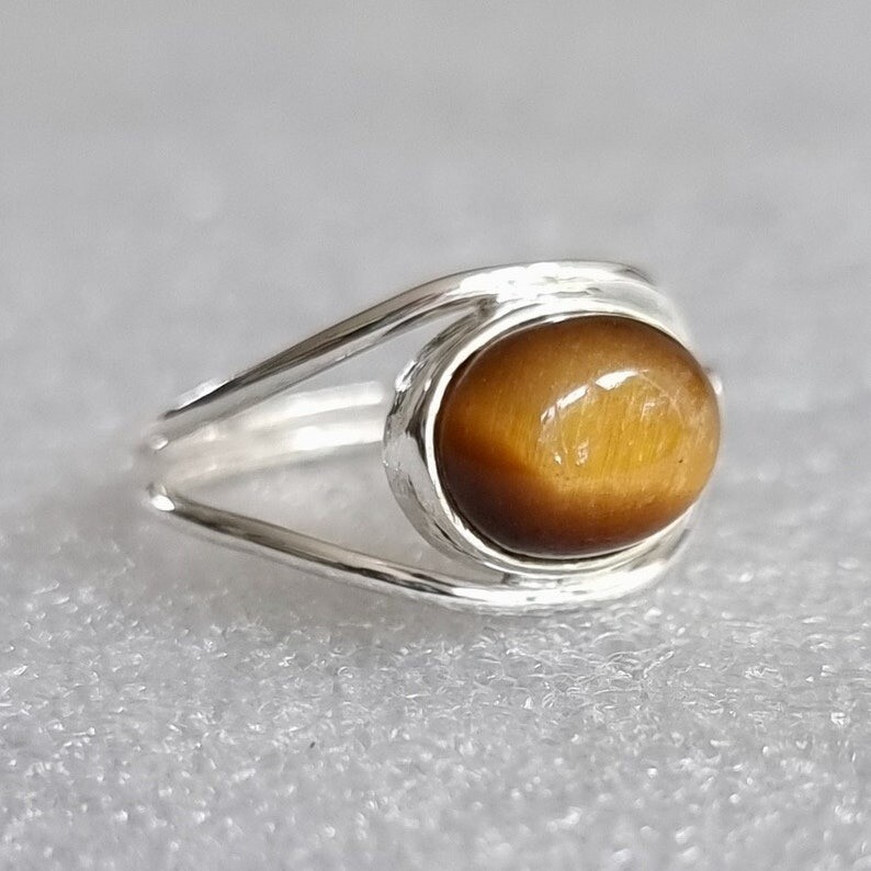 925 Sterling Silver Heavy Tiger's Eye Gemstone Handmade Stylish Women Ring