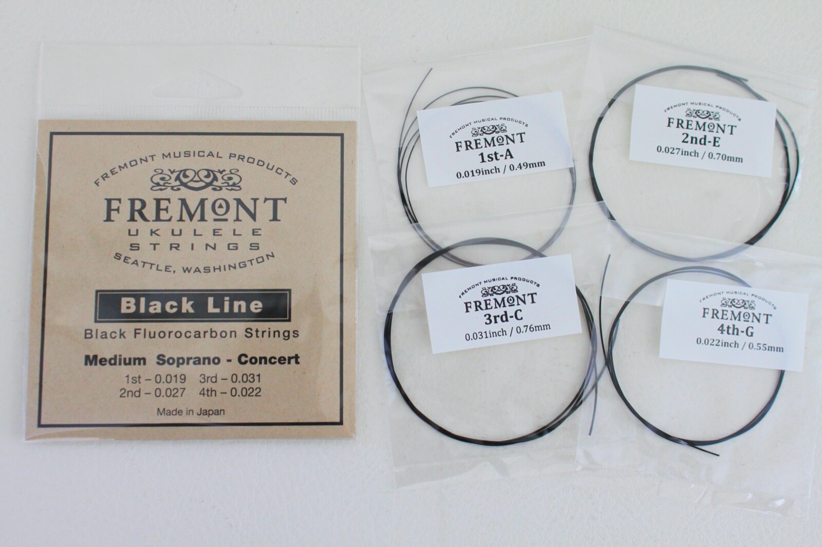 Fremont Blackline Fluorocarbon Ukulele Strings Soprano Concert Medium Set