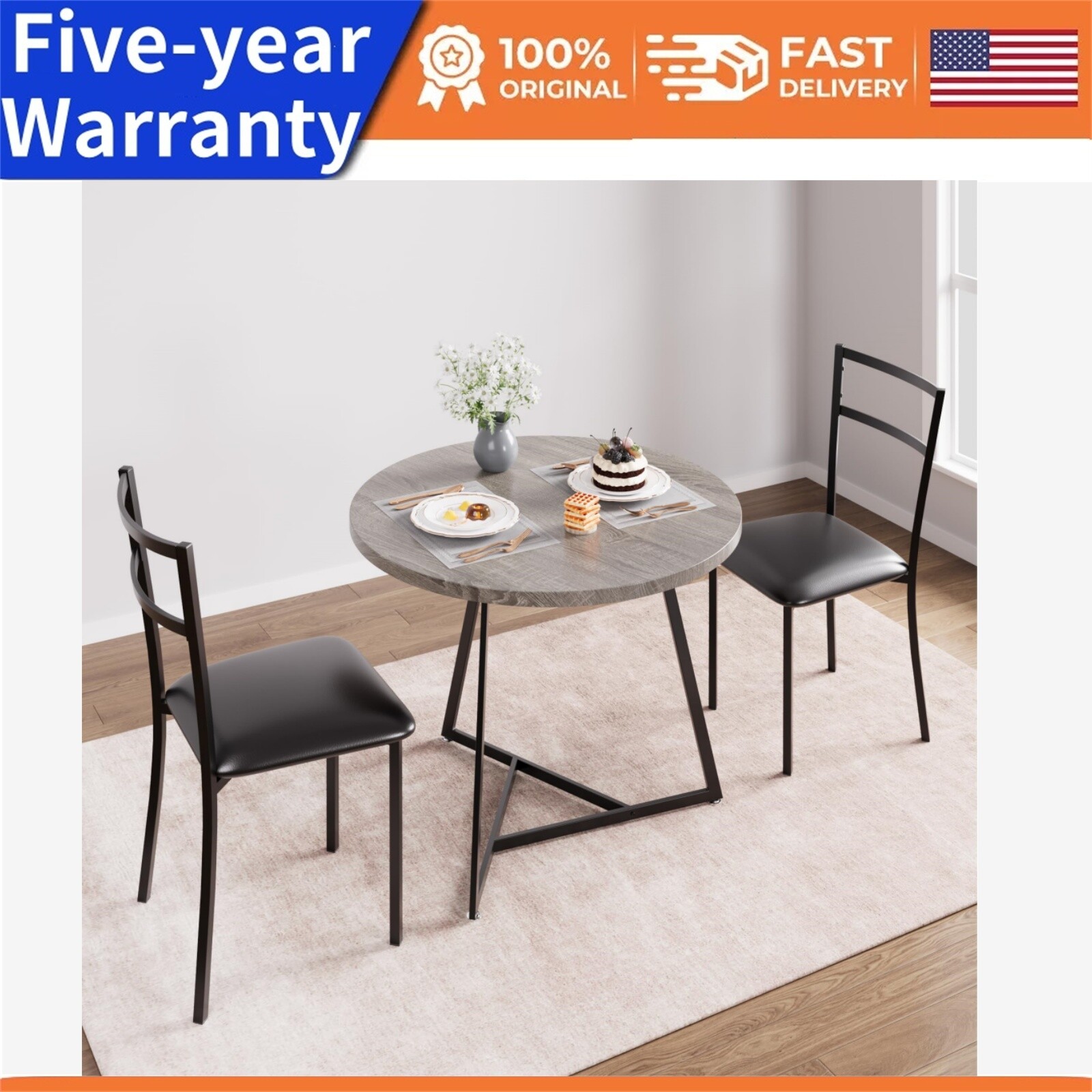 ⭐☑️3 Piece Dining Room Table Set Kitchen Table and Chairs for 2 with Upholstered