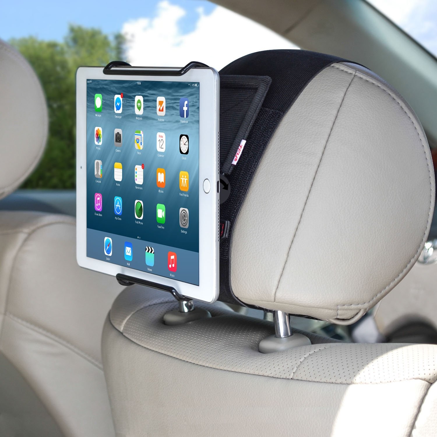 TFY Universal Car Headrest Mount Holder with Angle- Adjustable 6 Inch, Black
