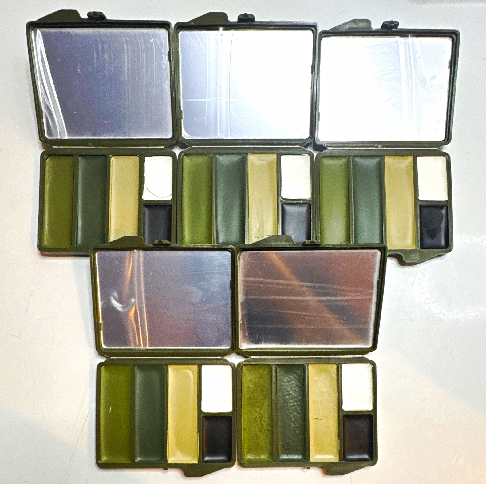 5x Face Paint OD Green/Olive Drab Hard Plastic Cases w/ Compartments