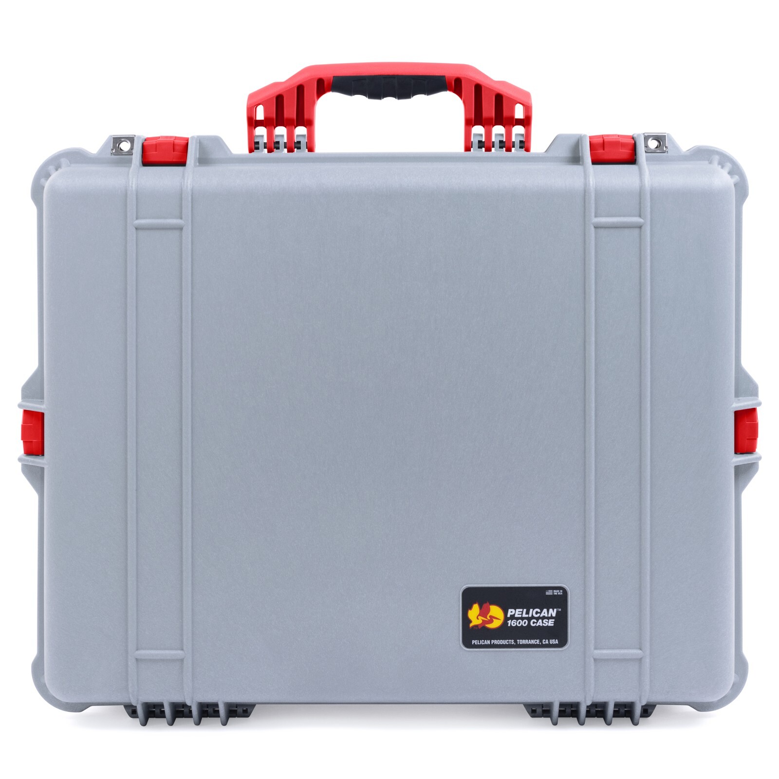 Silver & Red Pelican 1600 case. No Foam - Empty.