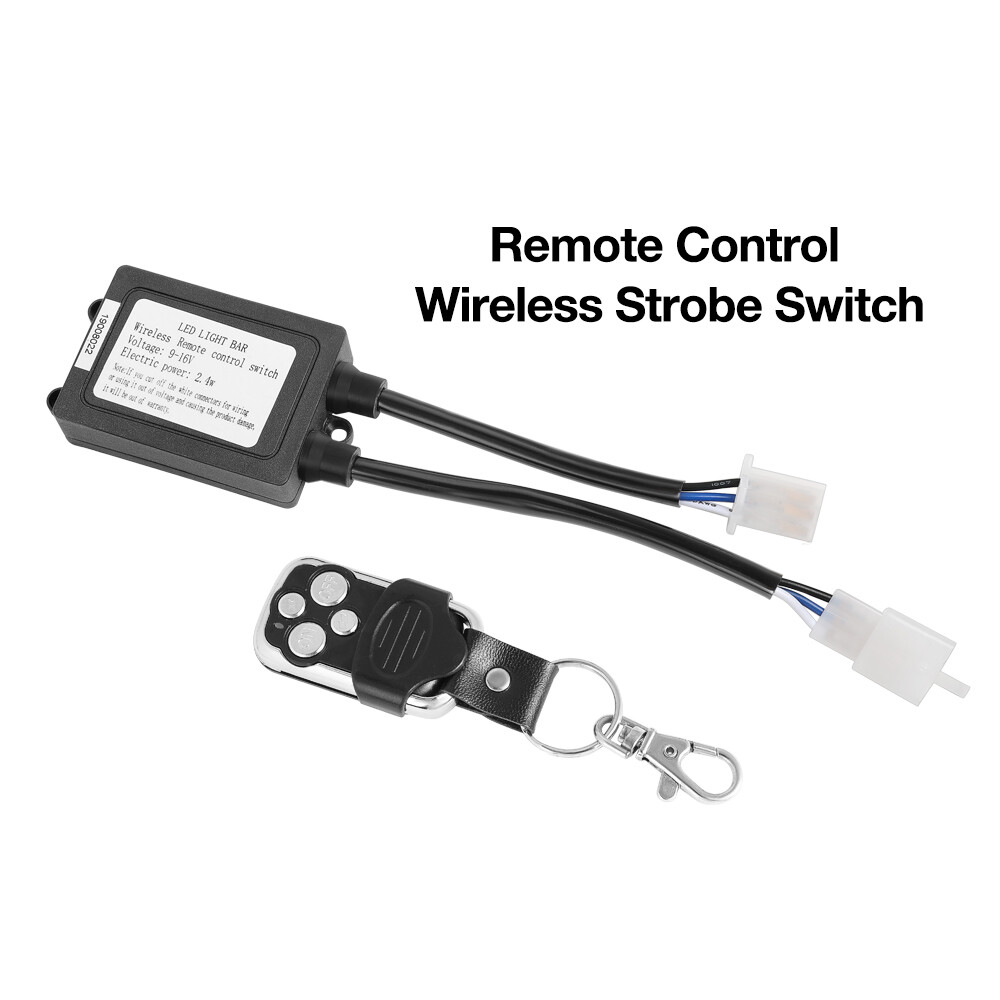 Wireless Remote Control Switch Strobe w/2-Lead Wiring Harness Kit LED Light Bar