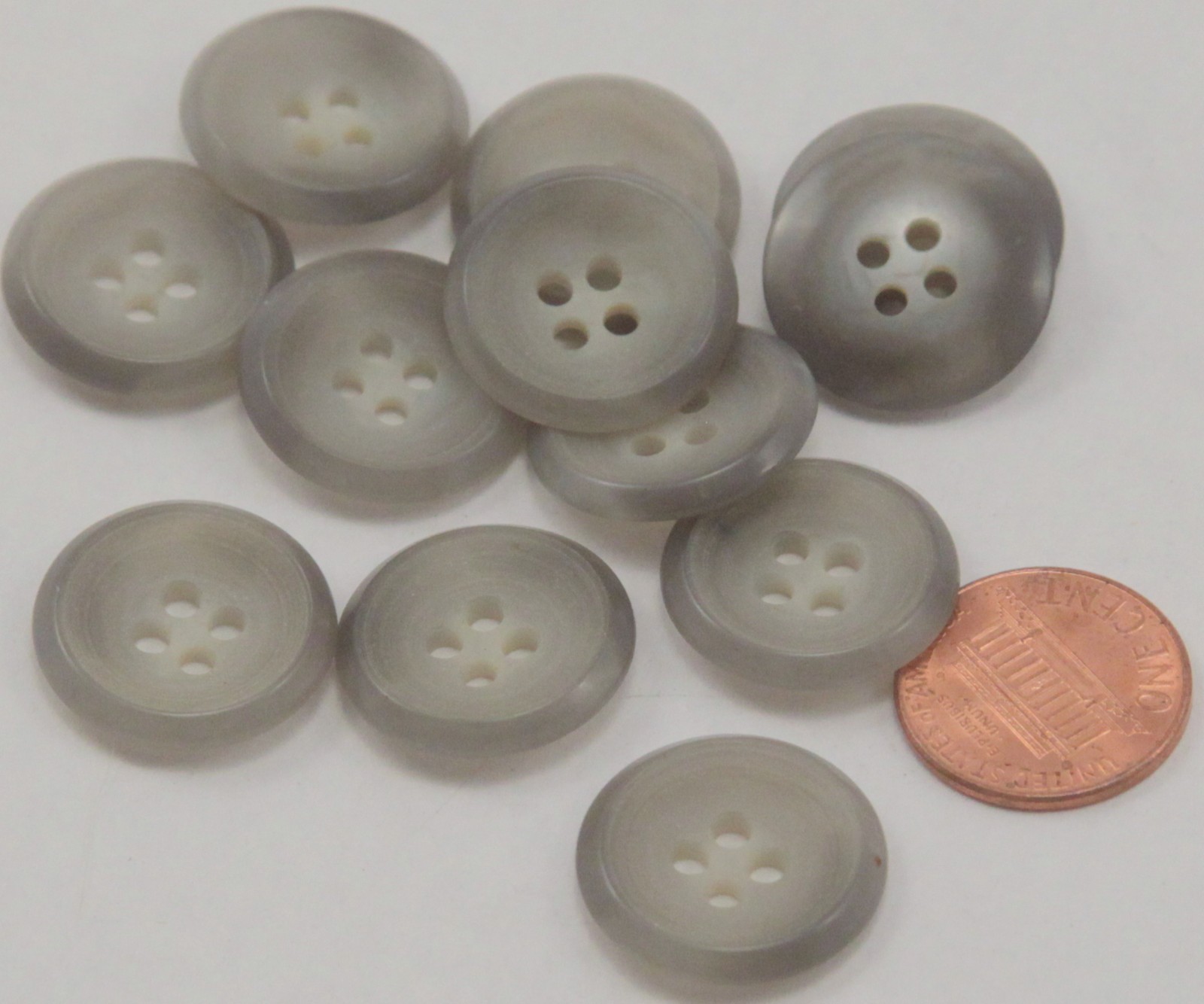 Lot of 12 Concave Grey Plastic Buttons 3/4" 19mm  # 6704