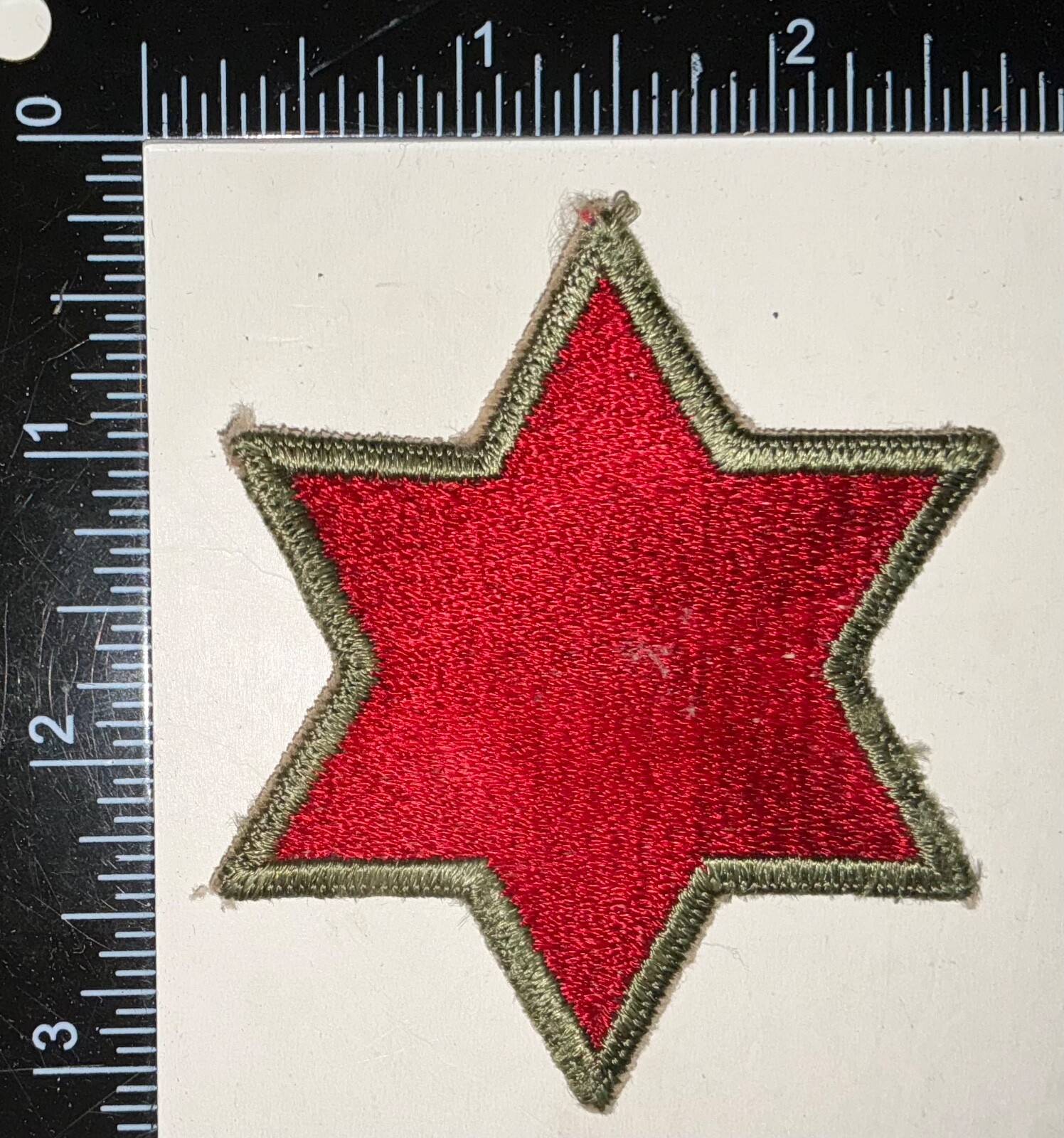 WWII US Army 6th Infantry Division OD Edge WHITEBACK Patch
