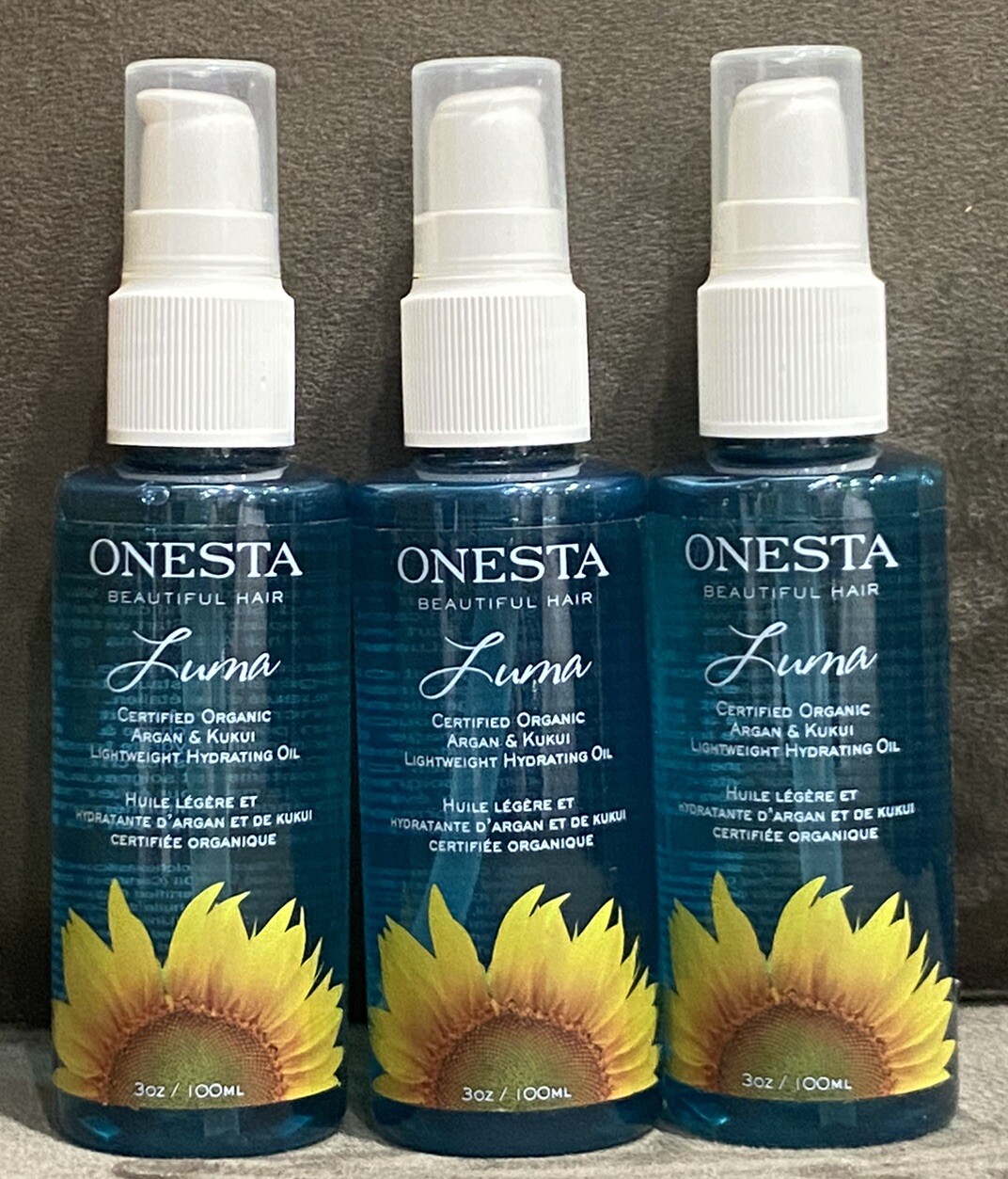 3 PACK! ONESTA BEAUTIFUL HAIR LUMA ORGANIC ARGAN KUKUI LIGHTWEIGHT HYDRATING OIL