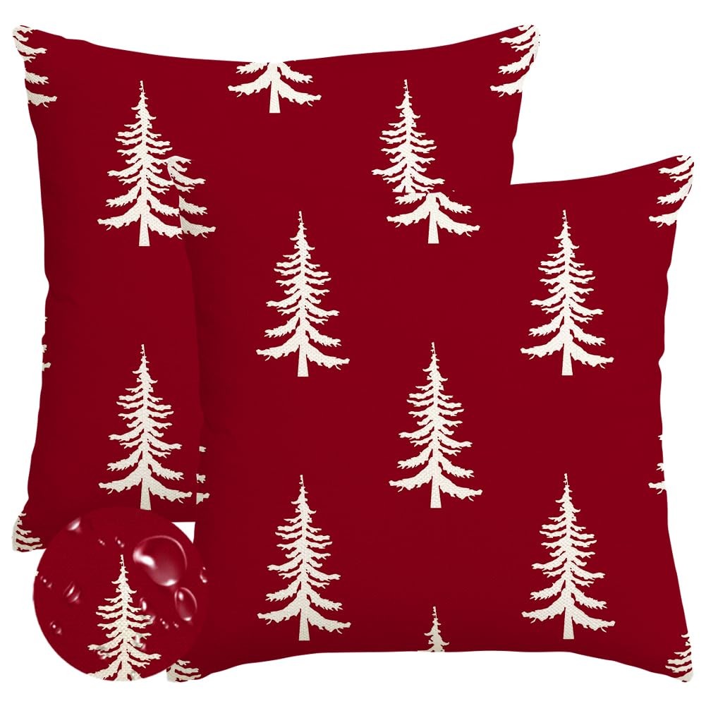 RABUSOFA Christmas Pillow Covers 18x18 inch Set of 18" x (Pack 2), Red