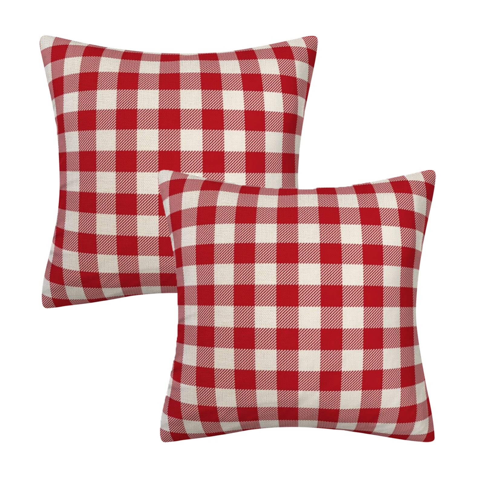 AHAHM Red and White Buffalo Check Plaid Throw 18" x (Pack of 2), 3