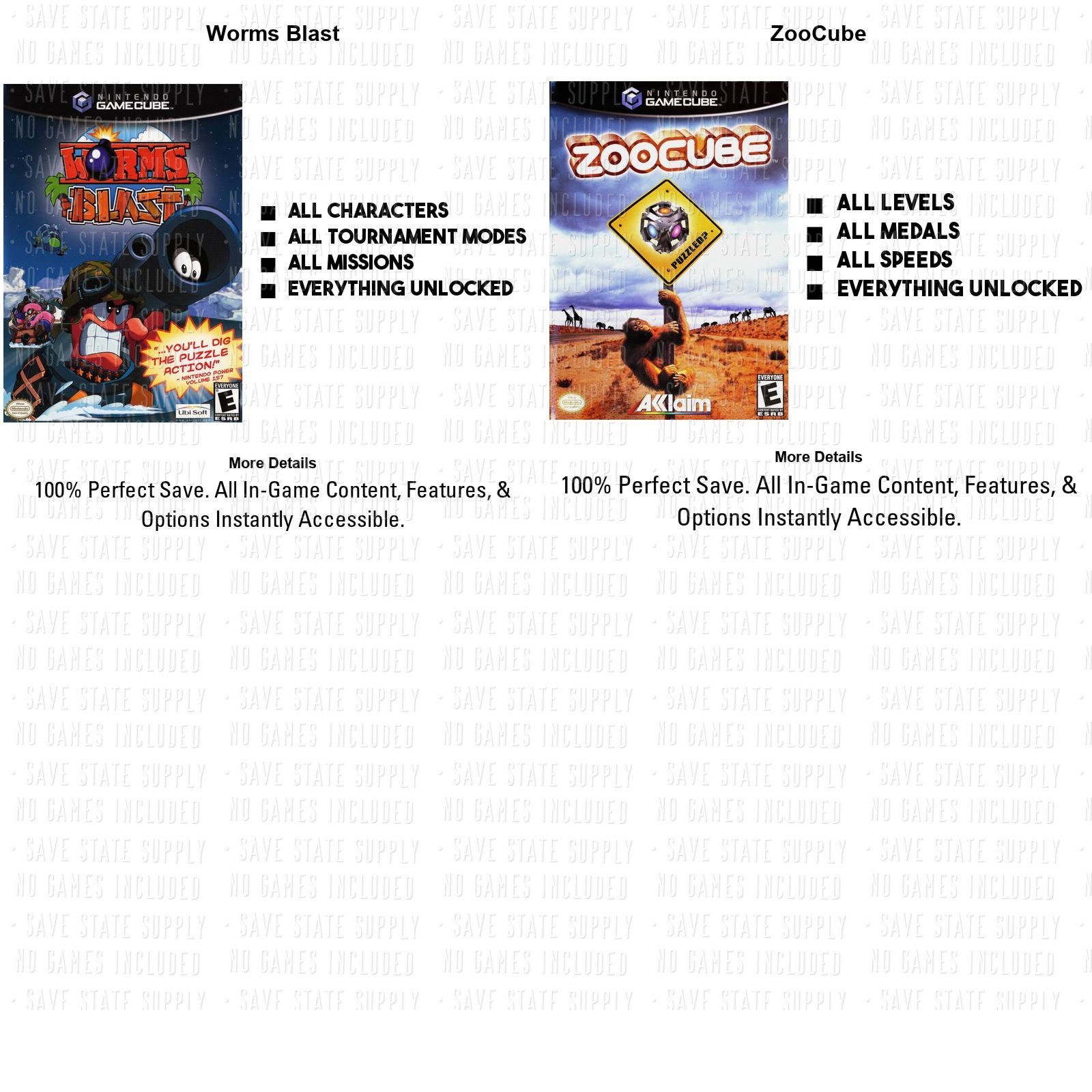 Worms Blast ZooCube Bubble Pop Puyo Mr. Driller Puzzle Gamecube Memory Card