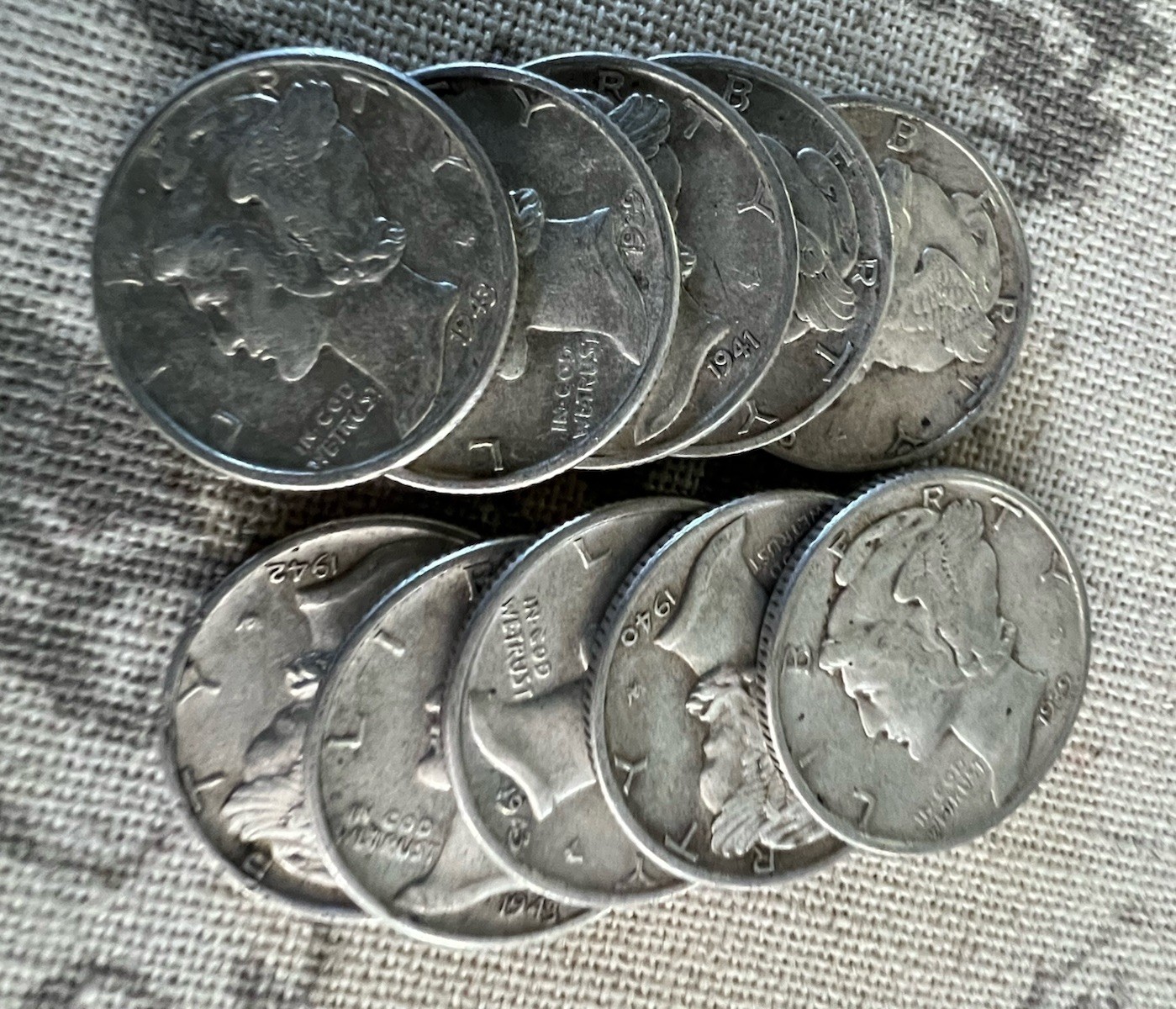 Lot of 10 🤩 Mercury Dimes 1916-1945 Random Pick Very Fine Or Better Quality 🤩