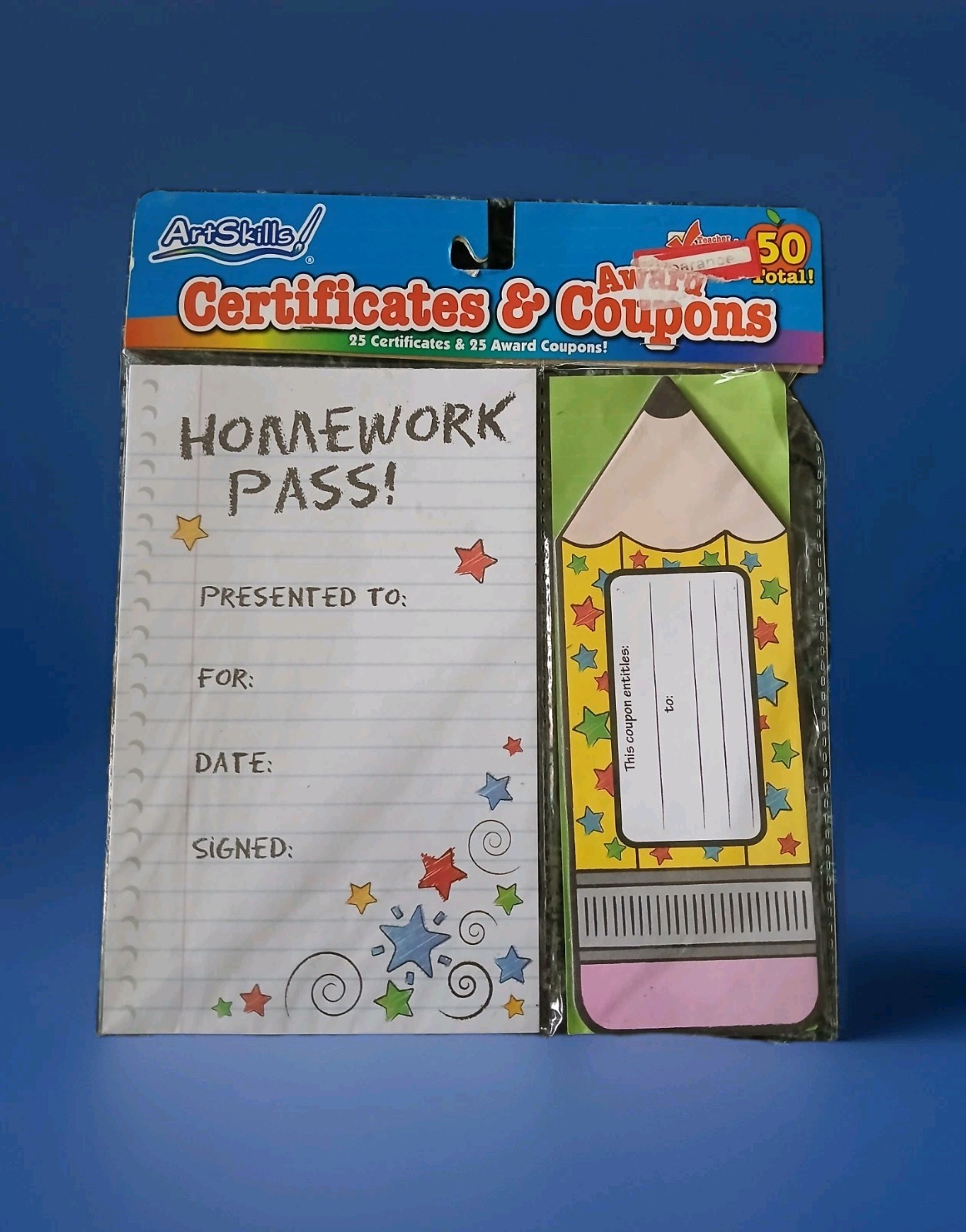 NEW RARE Vintage 2010 Artskills 50 Certificates  HOMEWORK PASS Etc