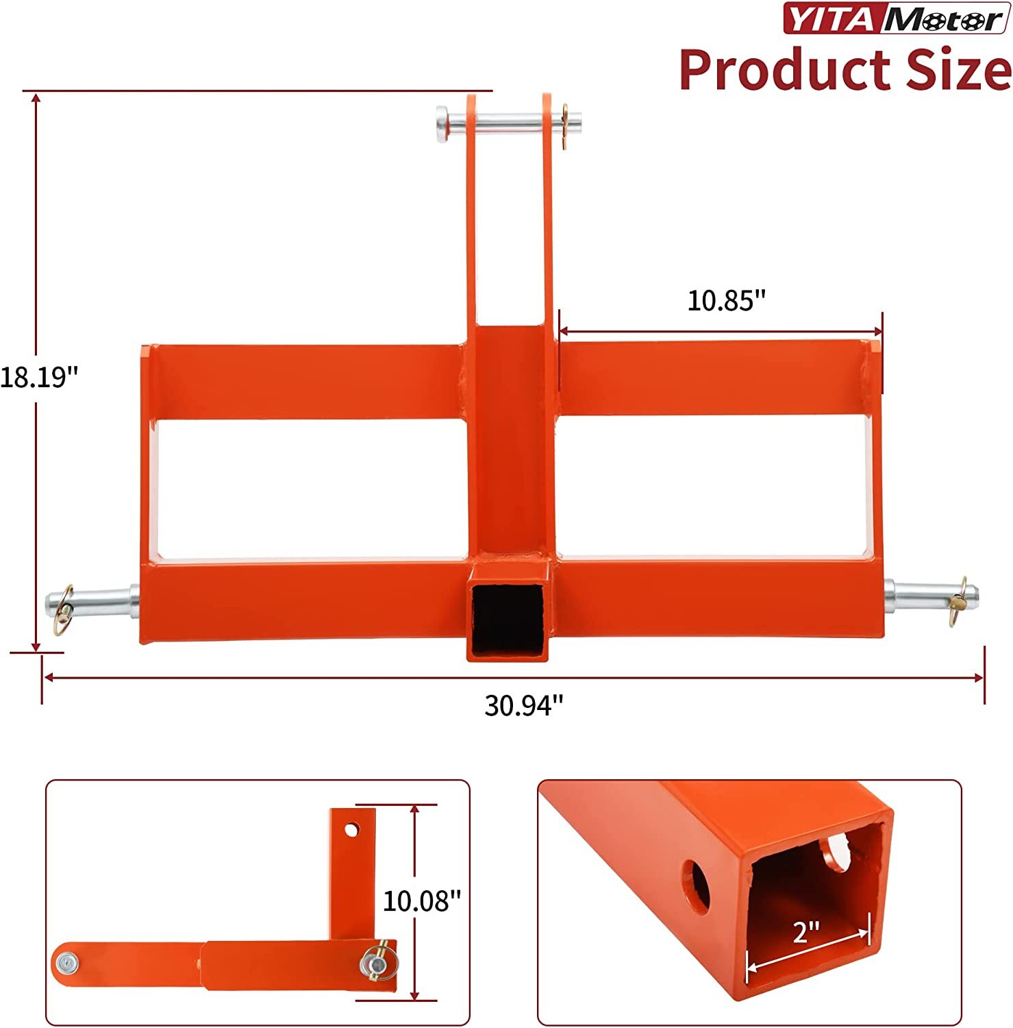 Heavy-Duty 3 Pt 2" Receiver Hitch Drawbar & Suitcase Weights for CAT 1 US