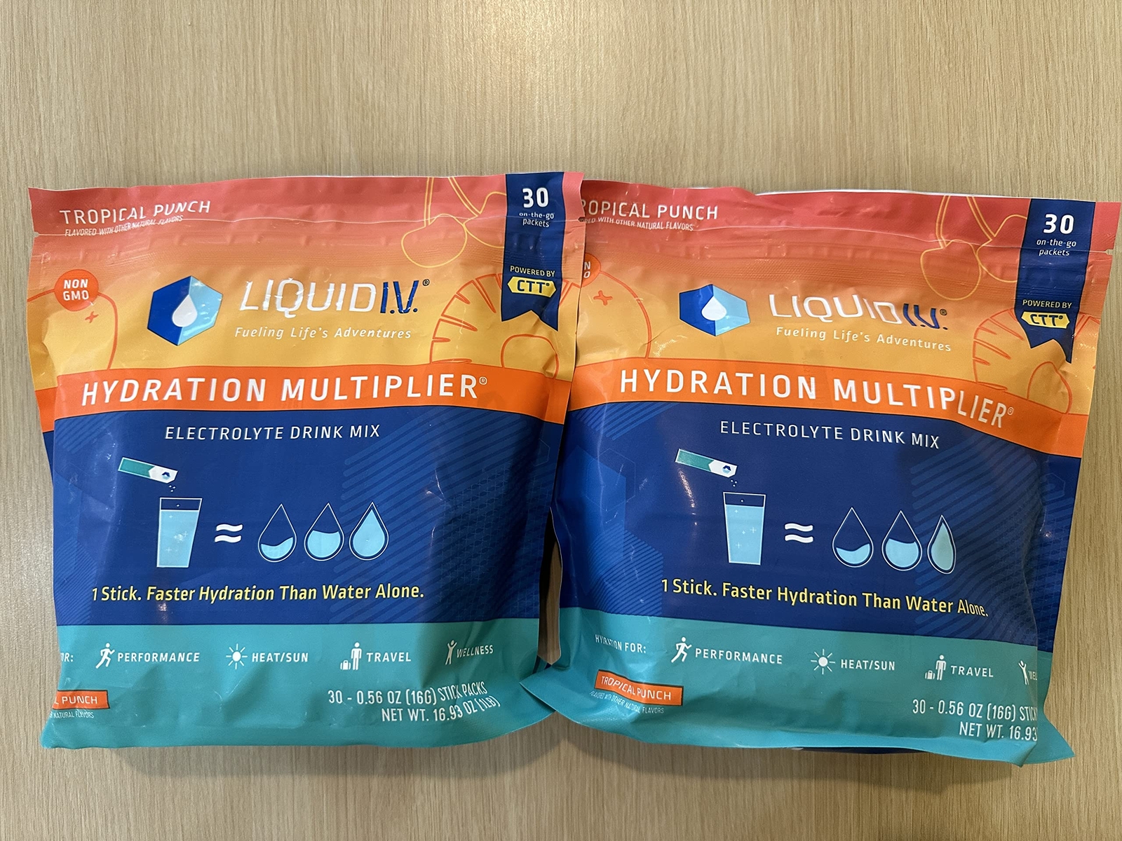 Liquid I.V. Hydration Multiplier, Tropical Punch Flavor 2 bags(2X30 packs)