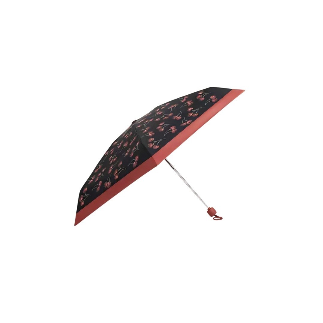 Coach Mini Umbrella Black Cherry Print NWT CDF36