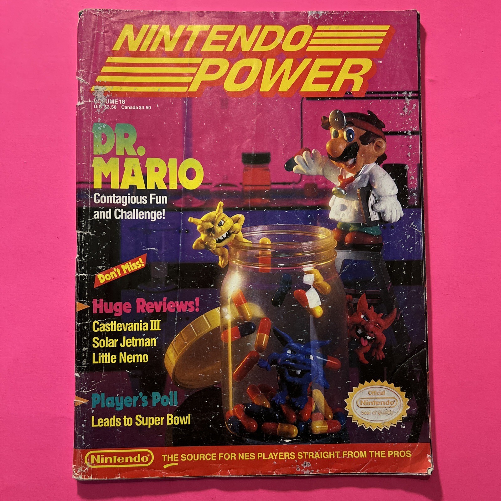 Nintendo Power Vol.18 Nov/Dec 1990 Dr.Mario No Poster
