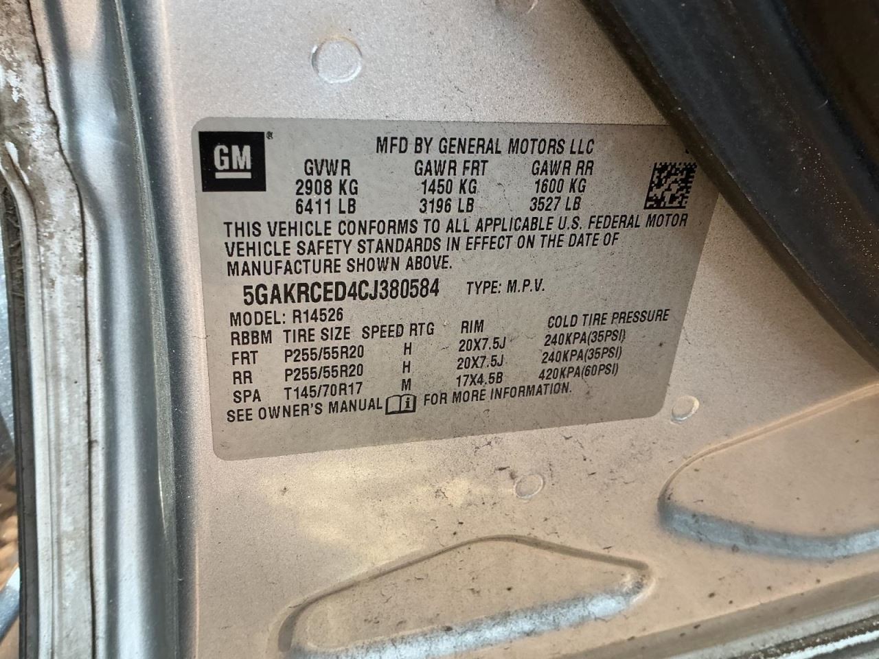 ENCLAVE 2012 Glove Box 4994700
