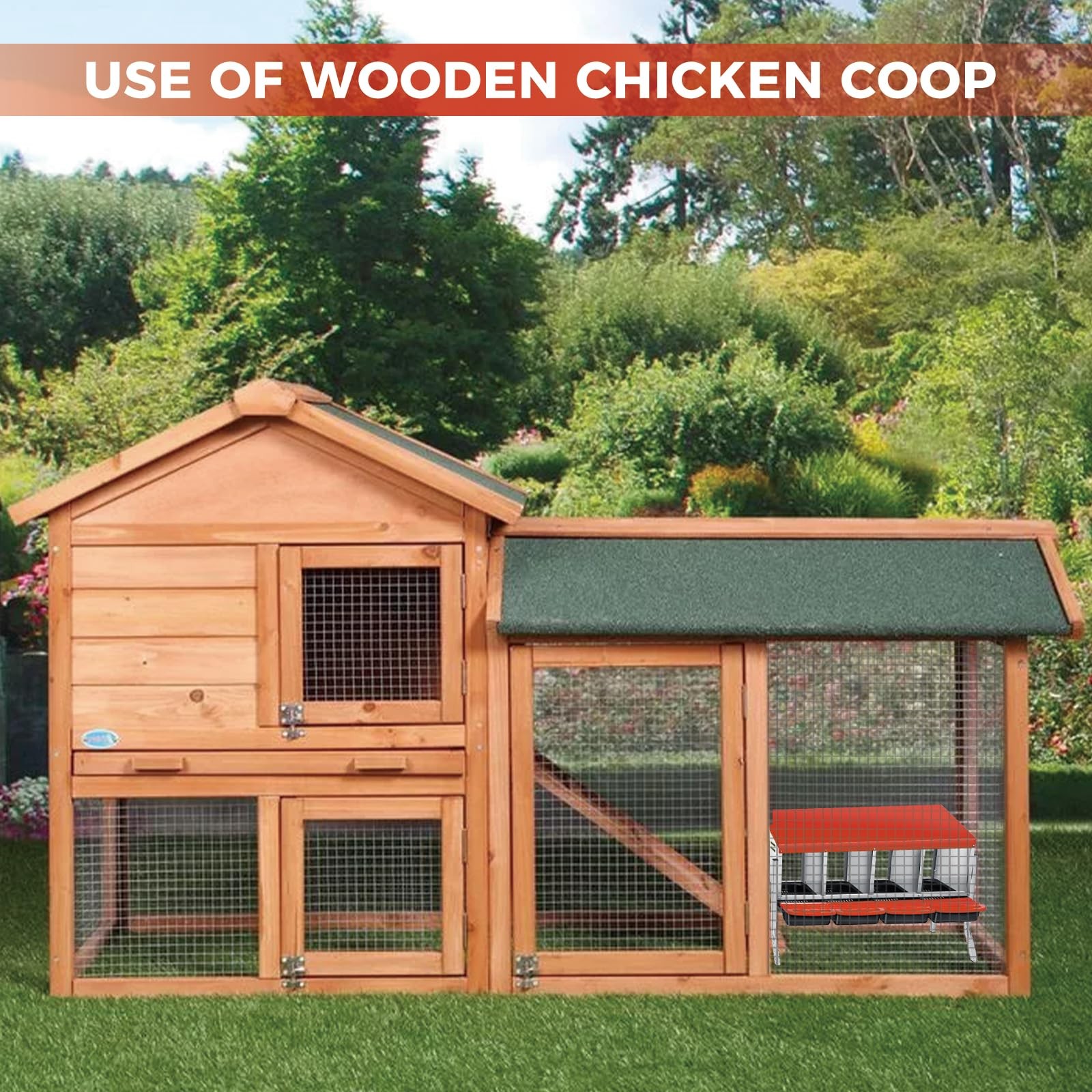 Chicken Nesting Boxes for Hens Laying Eggs 4 Compartments with Support Legs