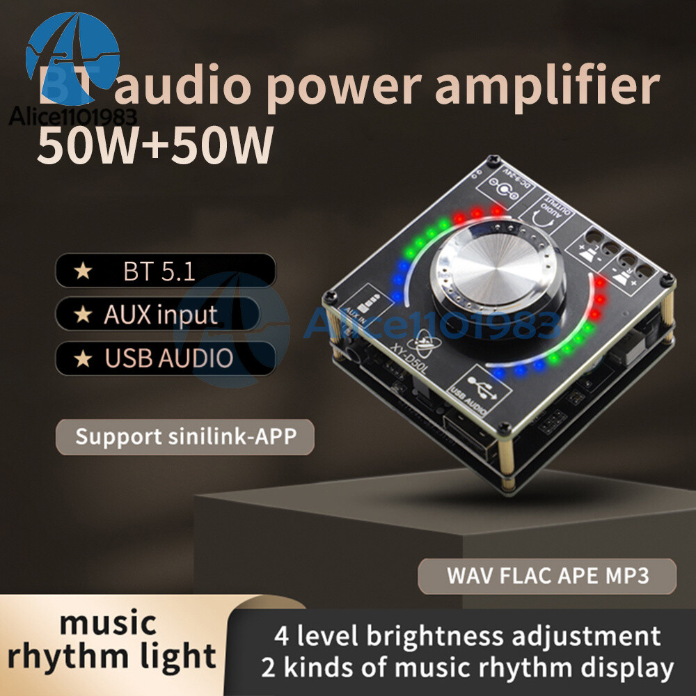 D50L Bluetooth 5.1 Stereo Audio Power Amplifier Board Rhythm Light APP Control