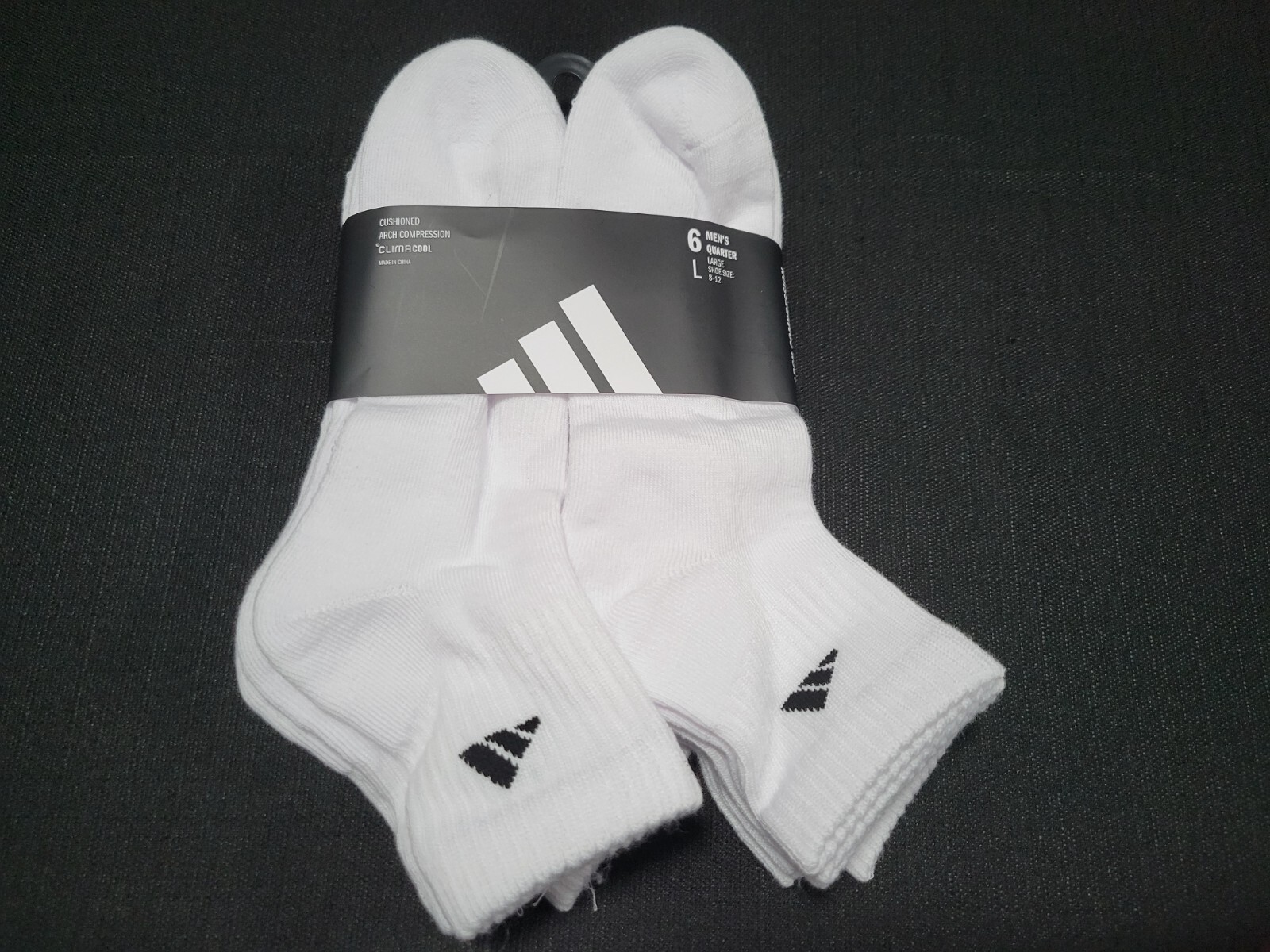 Adidas Men's Originals Quarter Ankle Soft Dry White Socks, 6 Pairs, Shoe SZ 8-12