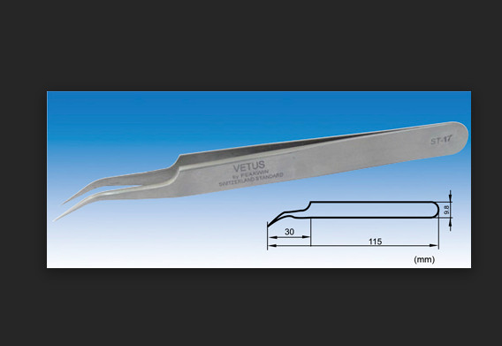 VETUS ST-17 Fine Curved Tips Genuine Vetus High Quality Stainless Steel Tweezers