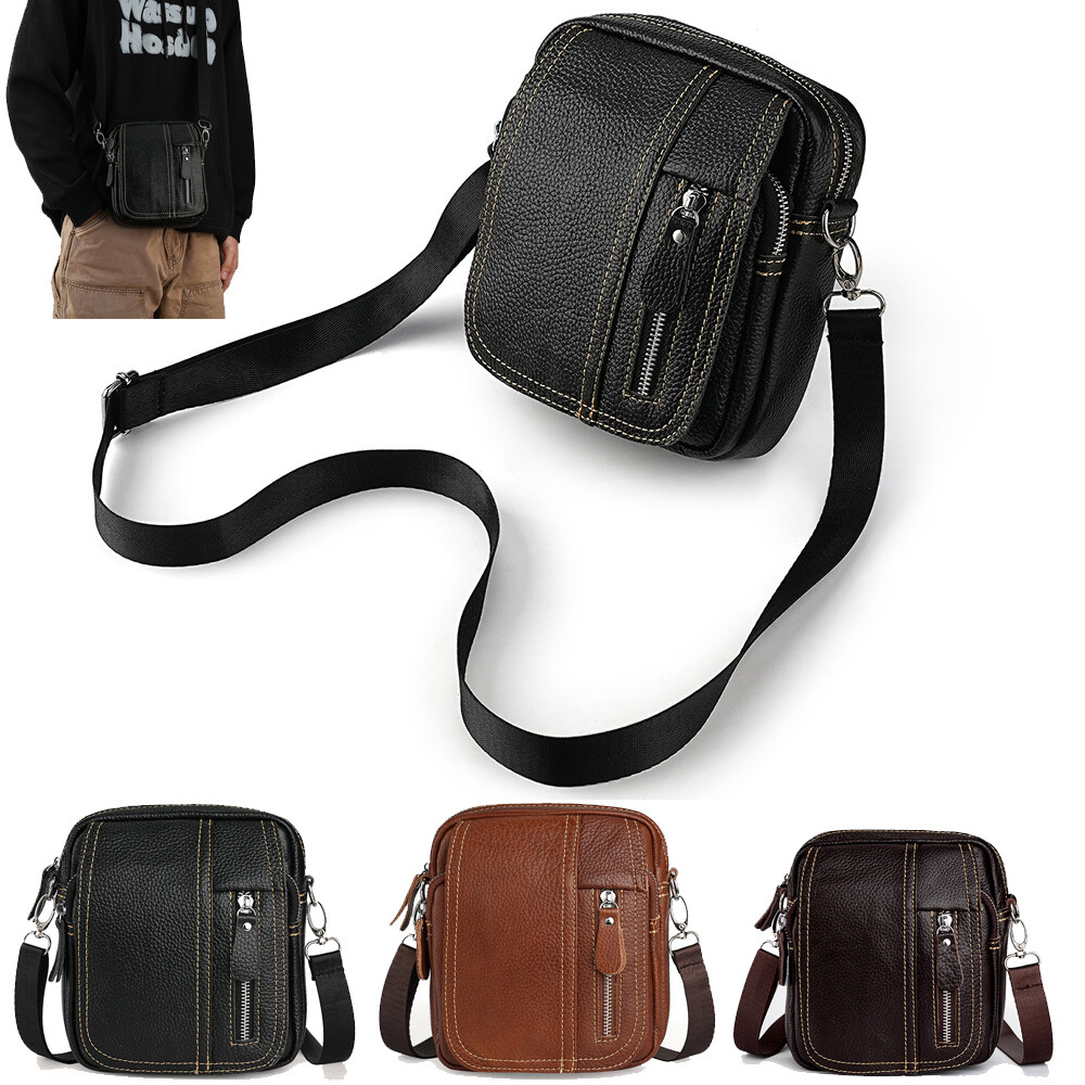 Men's Shoulder Bag Genuine Leather Crossbody Bag Messenger Small Satchel Handbag