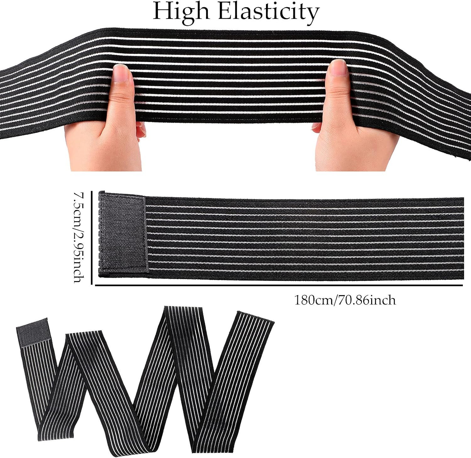2-Pack Elastic Calf Compression Bandage Leg Sleeve Compression Wraps 2.9x 71 in