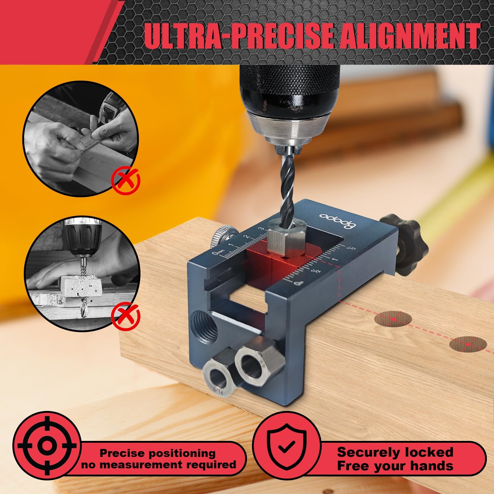Self-Centering Doweling Jig Kit for Woodworking – Adjustable Width Dowel Jig ...