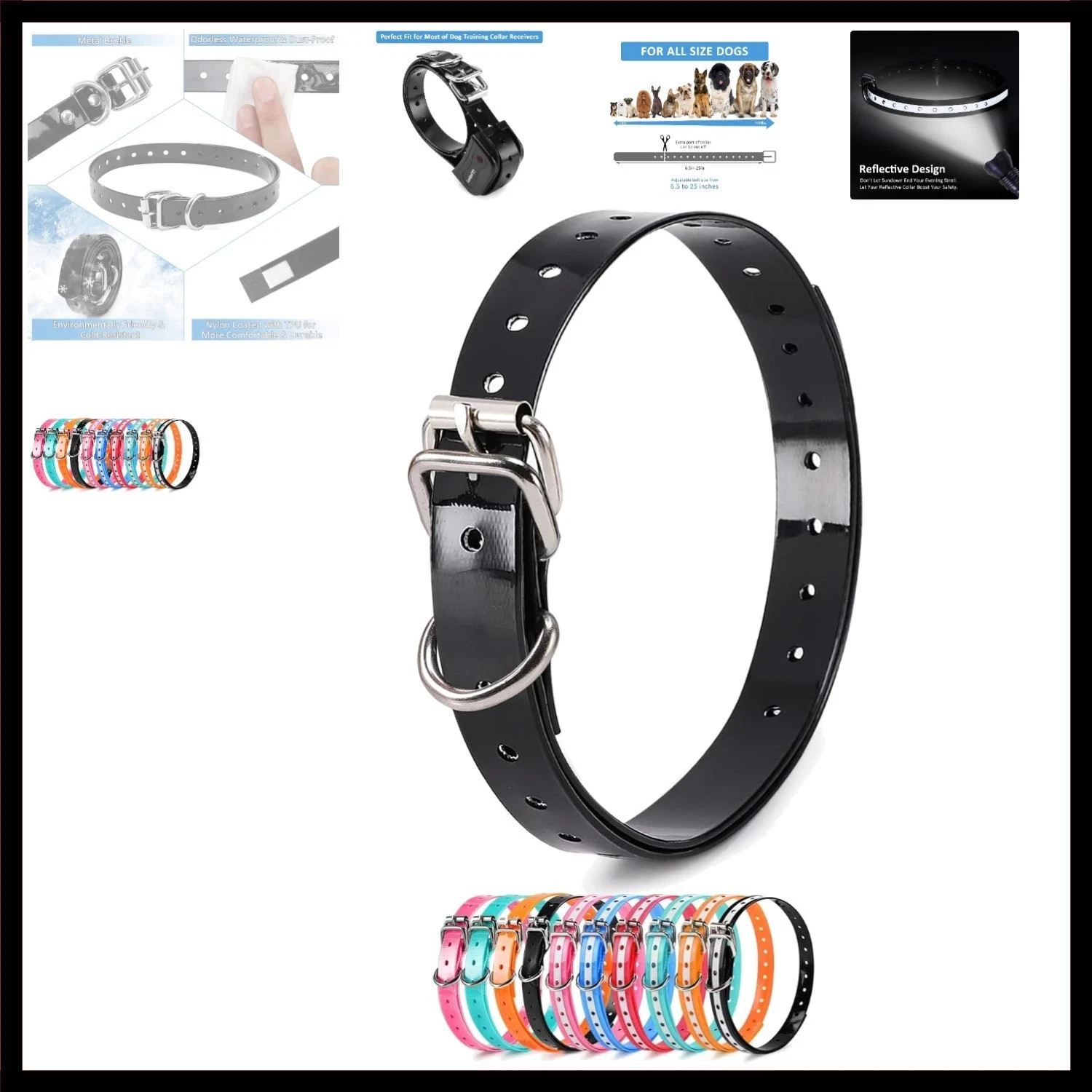 Waterproof Dog Collar Replacement Strap for Shock Collar and Fence Easy Clean...