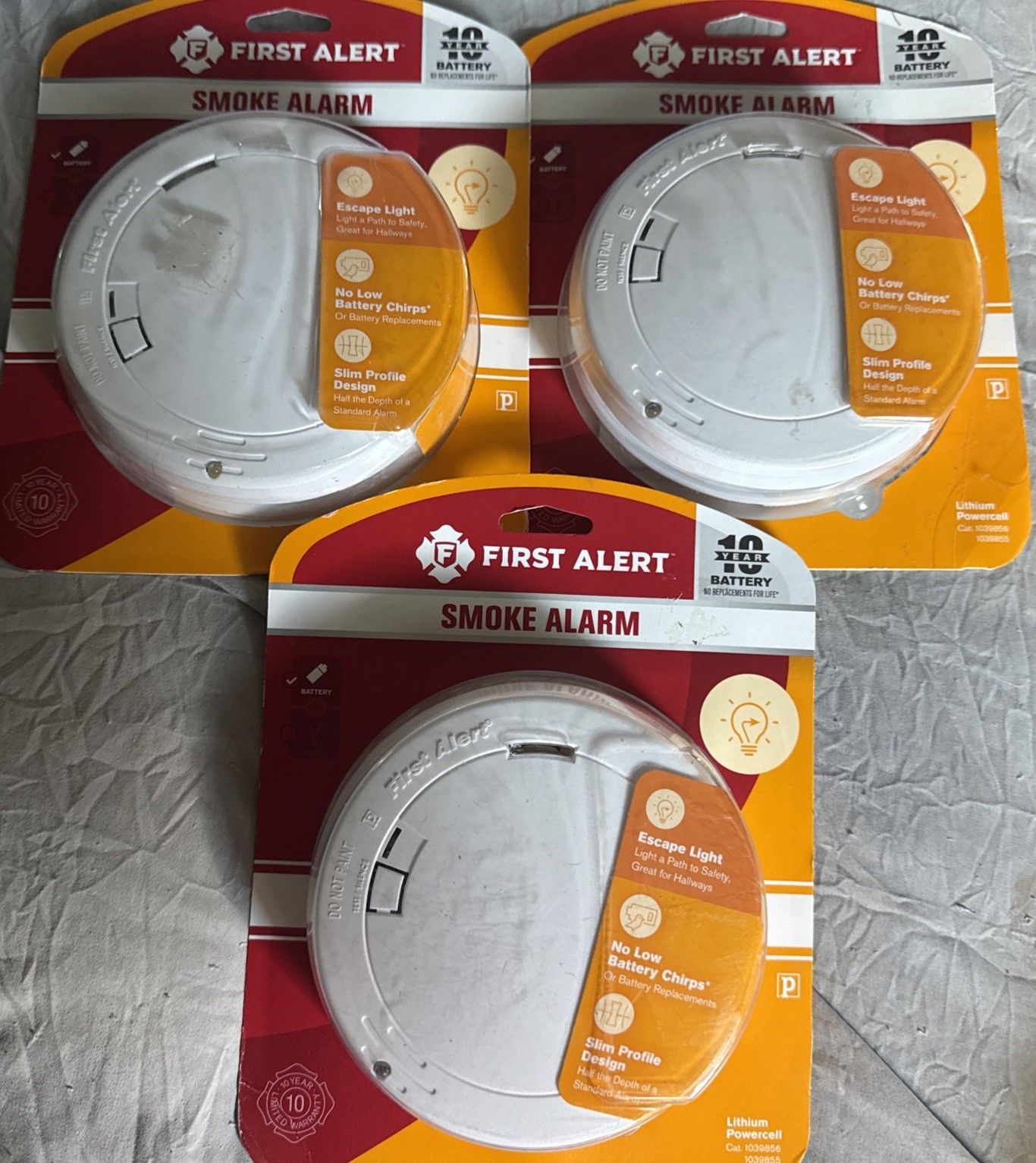 3-First Alert 1039856 Battery Powered Smoke Alarm Escape Light *Read Description