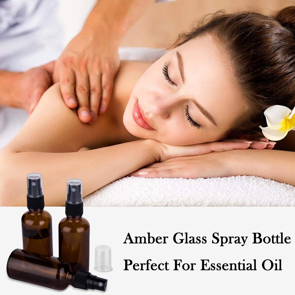 Small Amber Glass Spray Bottles For Essential Oils, 2oz Empty Fine Mist Mini ...