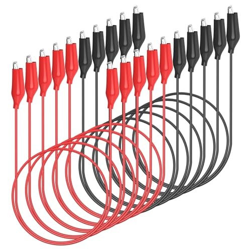 10PCS Alligator Clips Electrical Test Leads Dual Ended Crocodile Red+Black