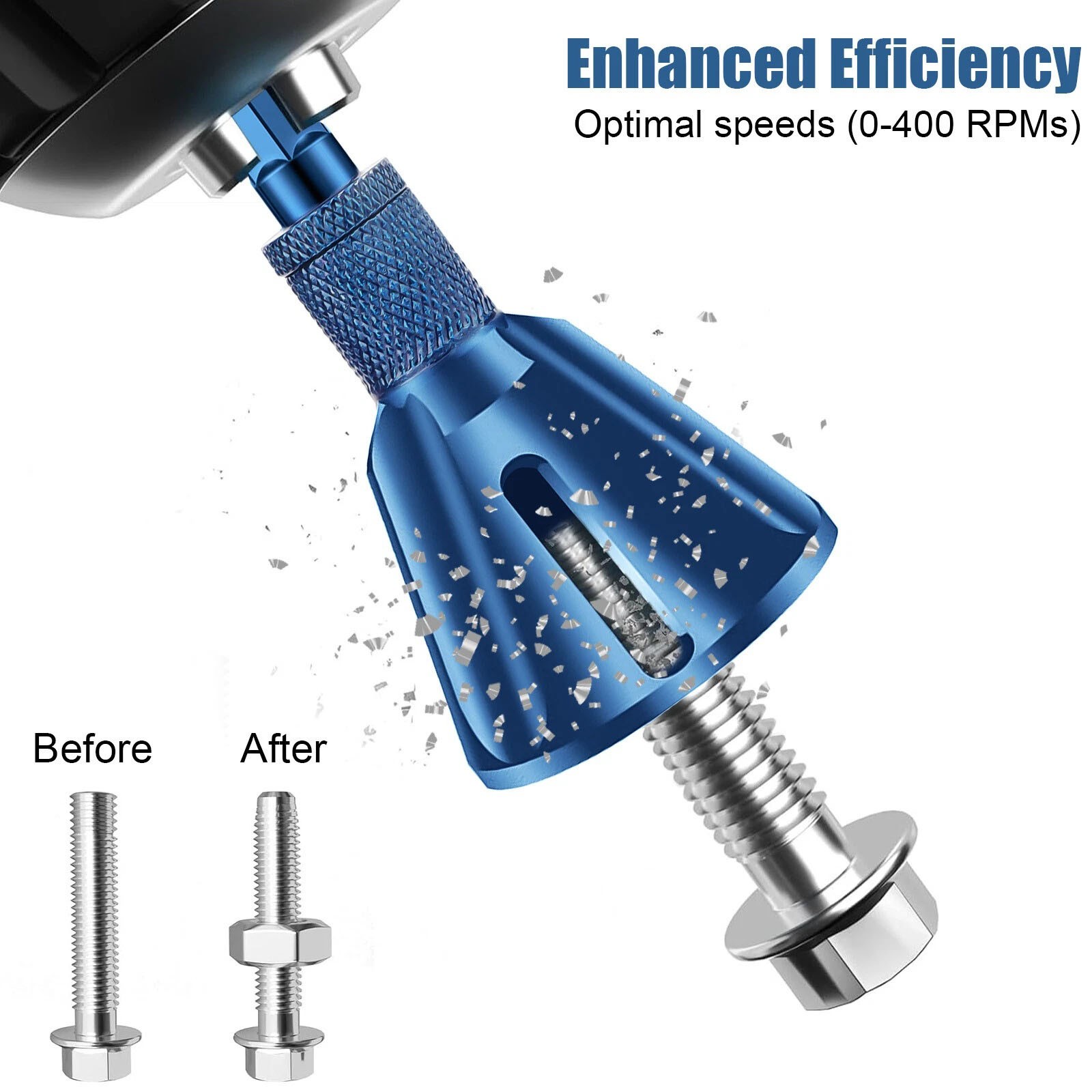 Deburring External Chamfer Tool 1/4'' Hex Shank Remove Burr From Bolts Nuts