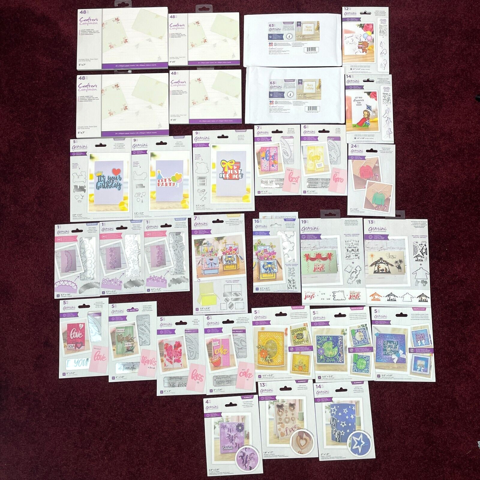 Lot 31 Crafters Companion Gemini Die Stamp Floral Birthday Create Card Christmas