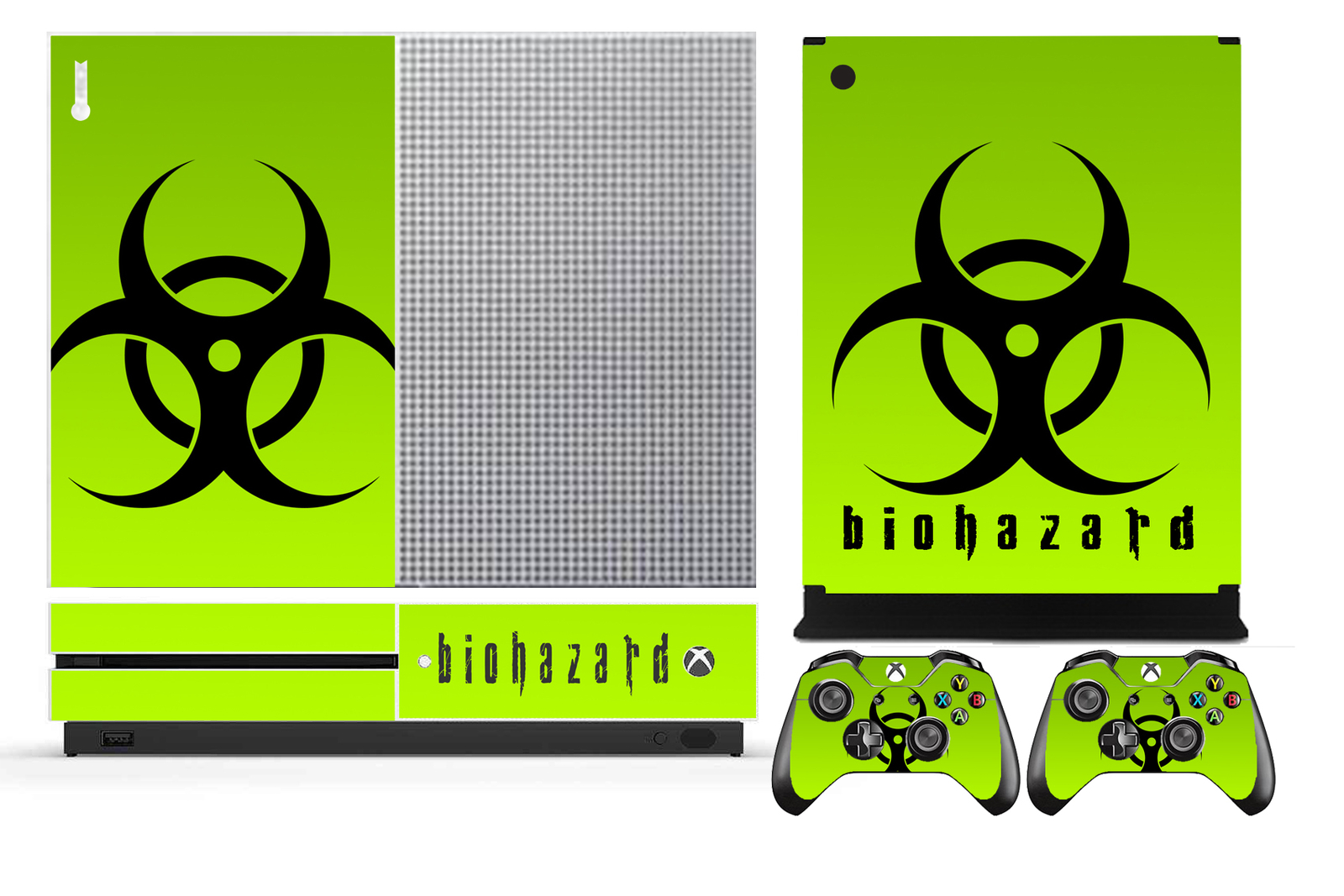 Biohazard 253 Cover Skin Sticker for Xbox One S (Slim) & 2 controller skins