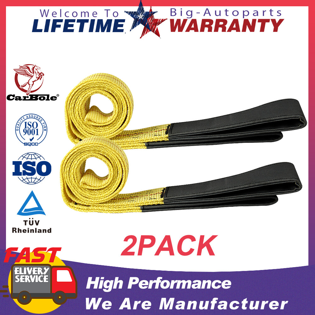 2 Pack 6ft x 2Inch Lifting Sling Straps with Heavy Duty Flat Loops 10000LBS NEW