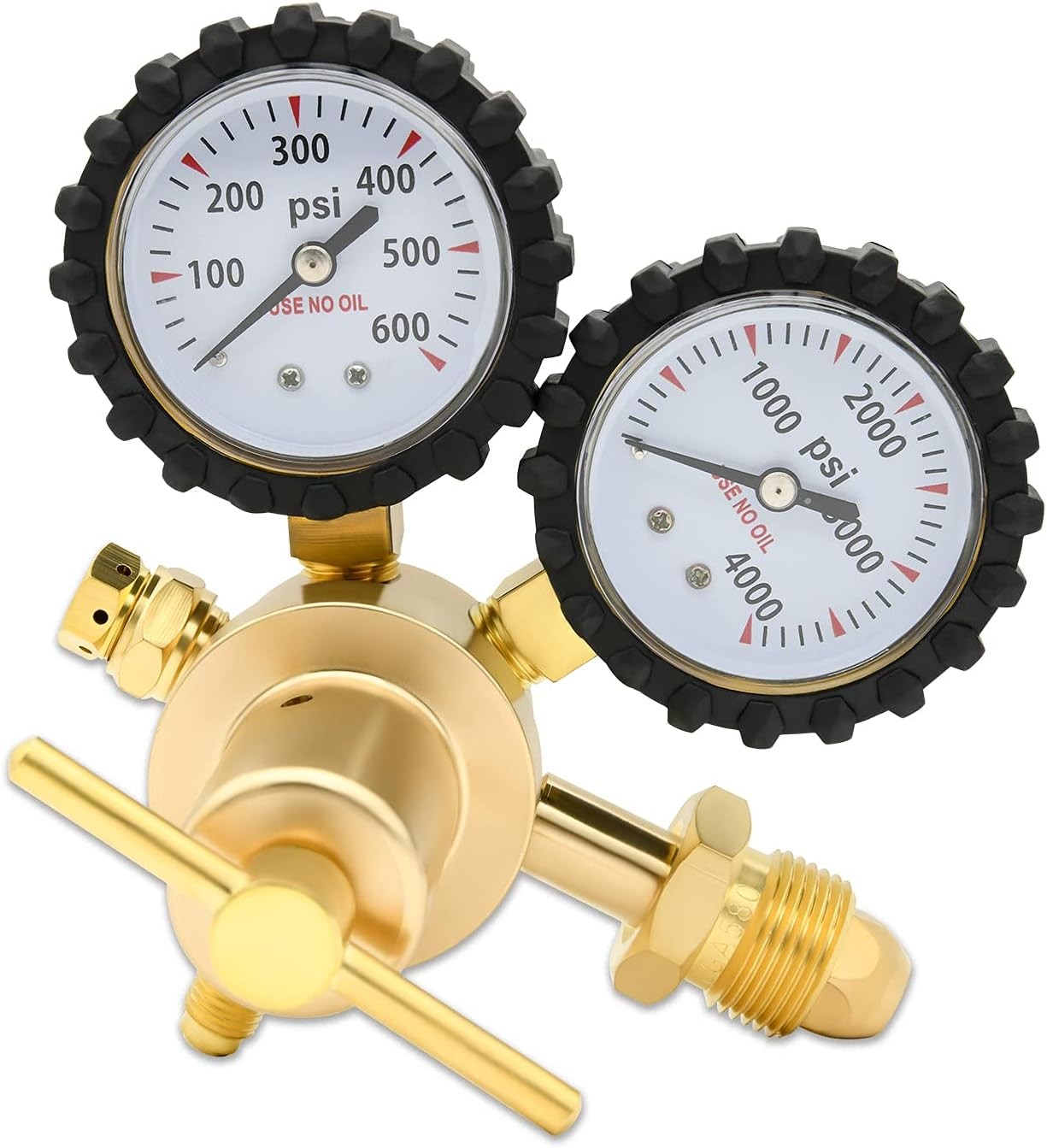 Nitrogen Regulator 0-600PSI CGA580 Inlet, 1/4-Inch Male Flare Outlet...