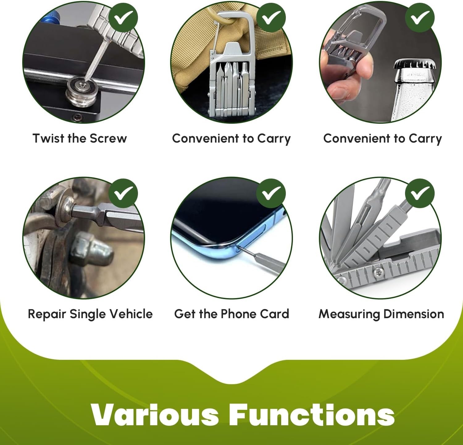 12 in 1 Keychain Multitool Screwdriver Bit Folding Multi Tool Bottle Opener