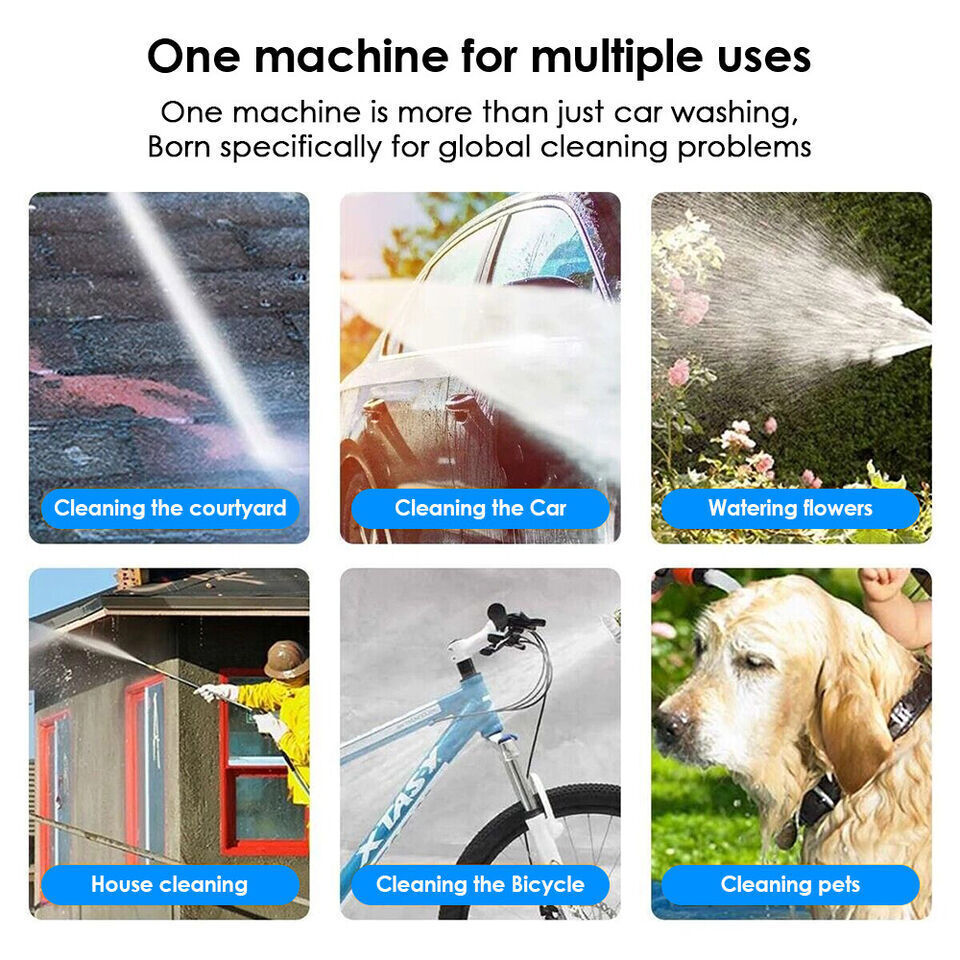 Portable Cordless Electric High Pressure Water Spray Gun Car Washer Cleaner Tool