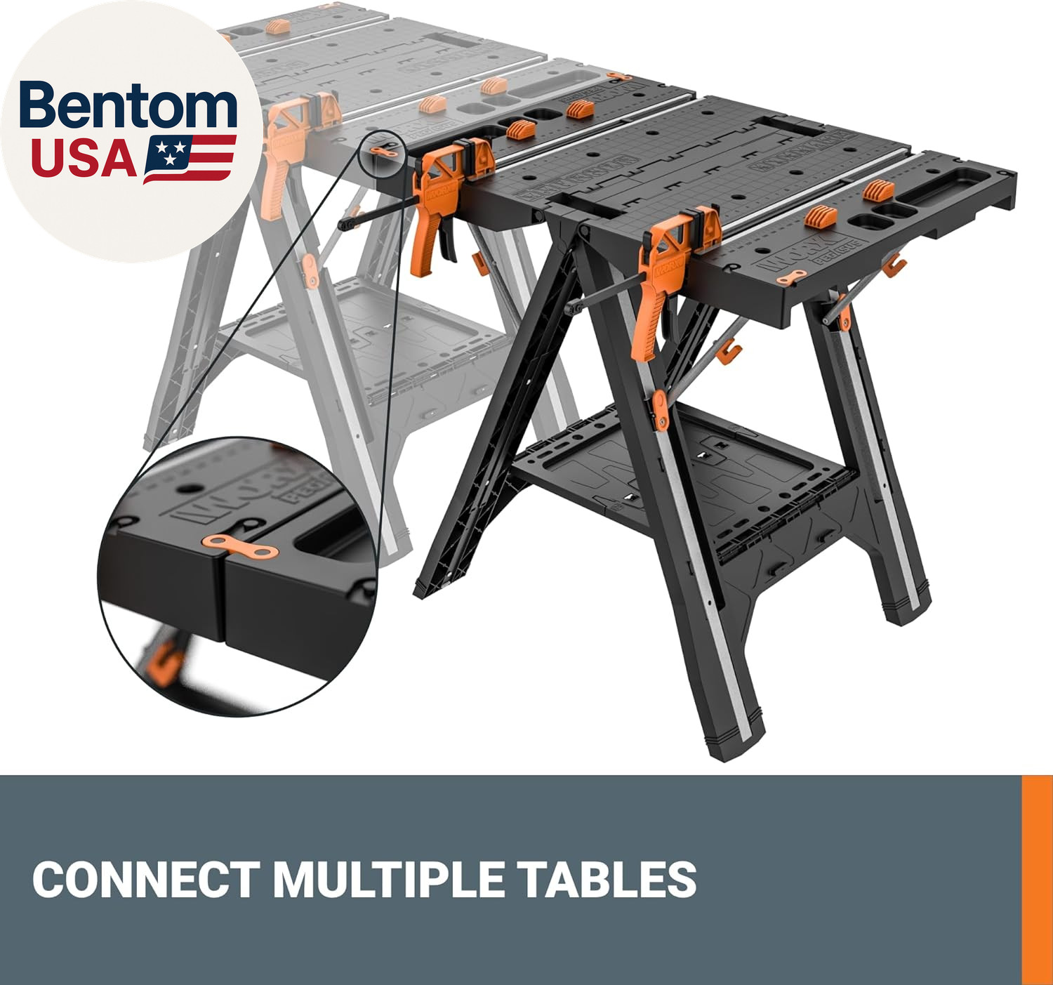 Pegasus 2-In-1 Folding Work Table & Sawhorse, Easy Setup Portable Workbench, 31"