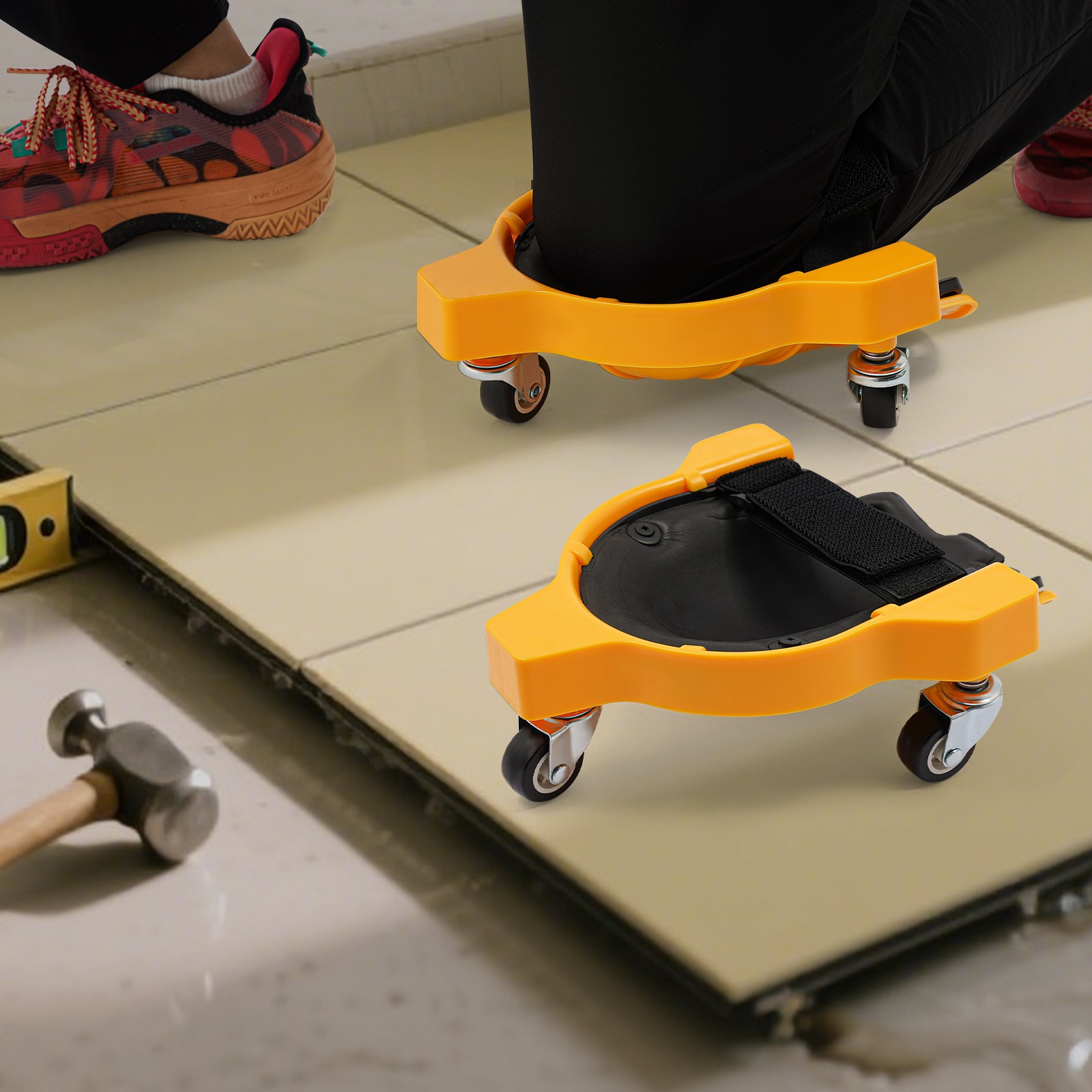 Rolling Knee Pads With 3wheels Flexible Sliding Knee Pads With Adjustable Straps