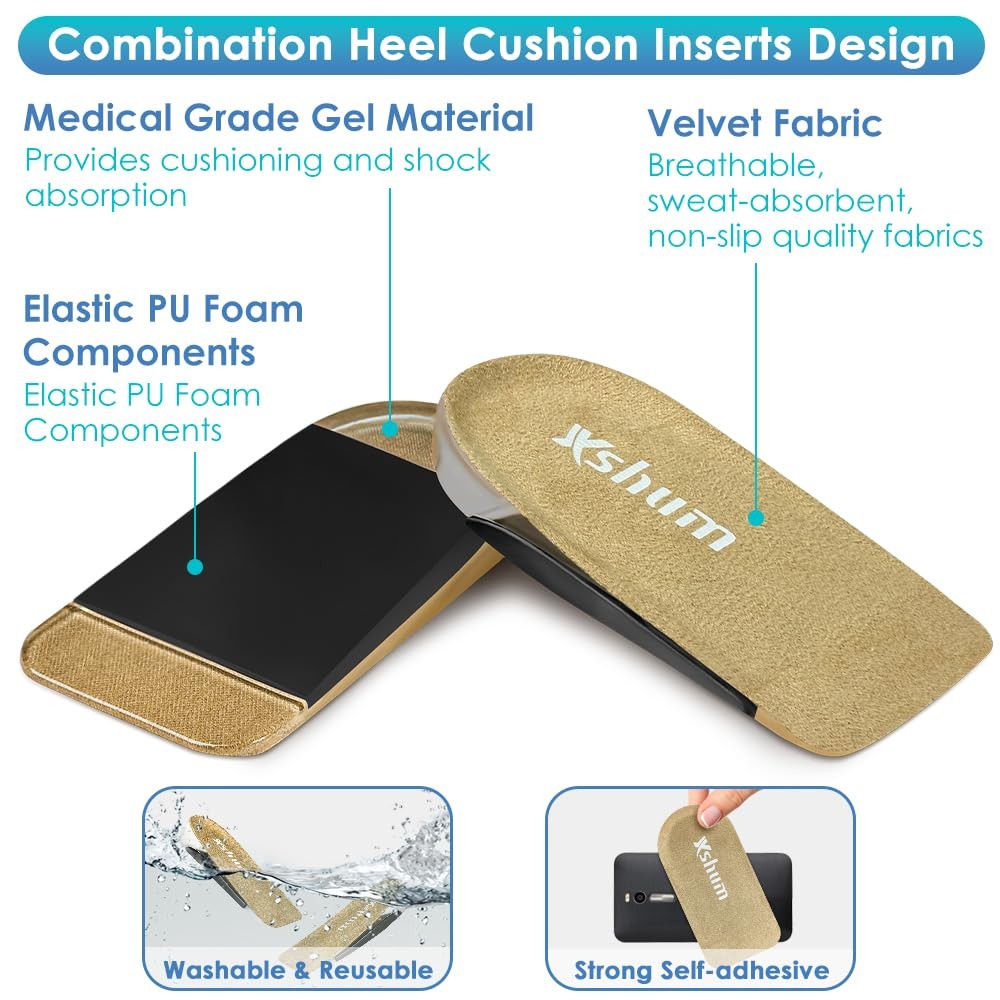 Heel Cushions for Achilles Tendonitis Relief, Heel Cups for Heel Pain and Pla...