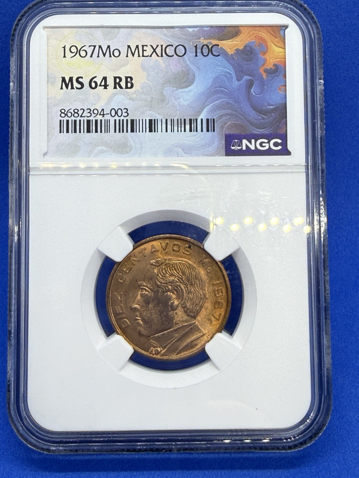 1967 Mo Mexico 10 Centavos NGC MS64 RB Coin
