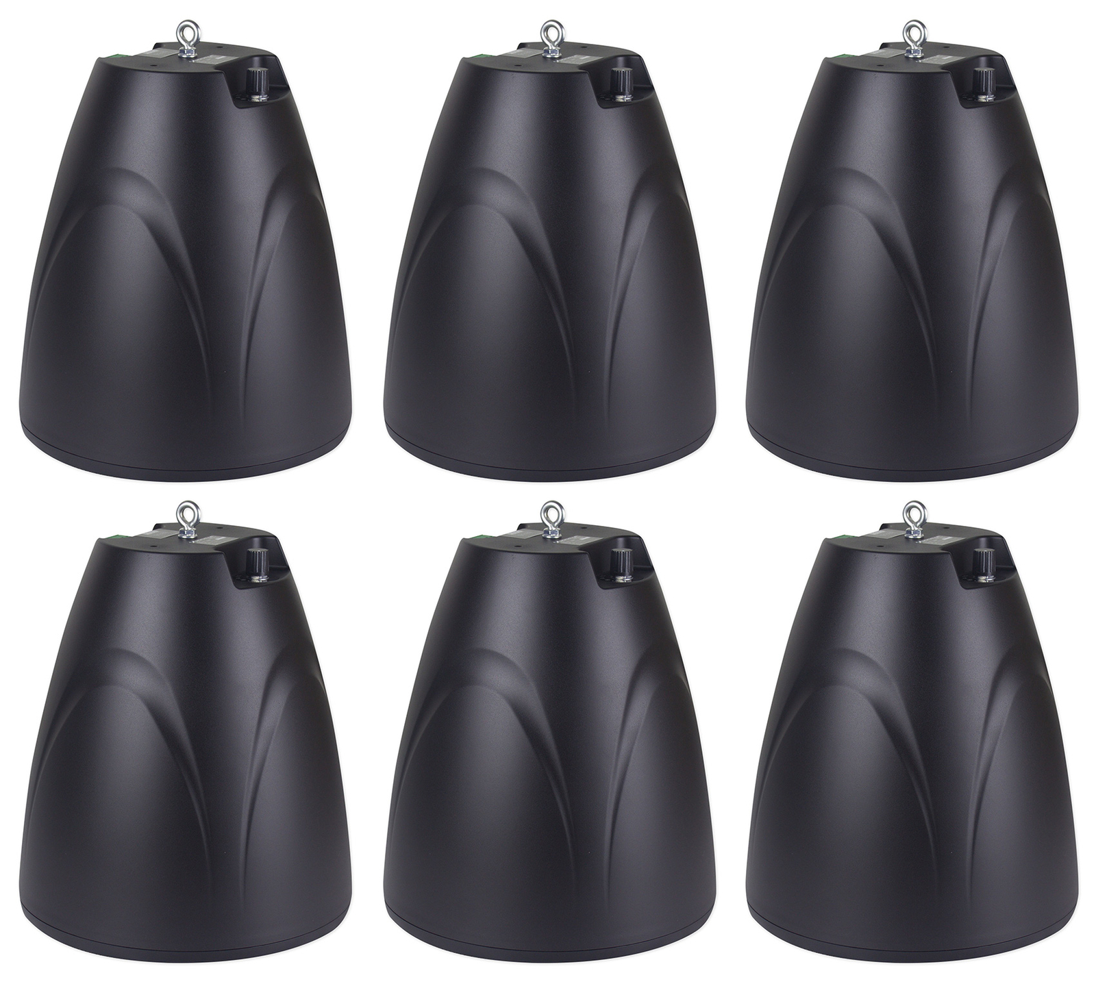 (6) Rockville PEN-65T Black 6.5" 70V Hanging Pendant Speakers For Restaurant/Bar